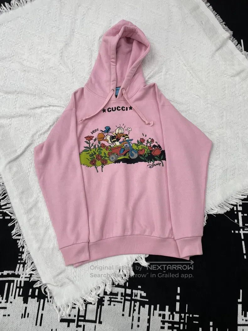Gucci Gucci Pink embroidered Donald Duck hooded sweatshirt Size S / US 4 / IT 40 - 1 Thumbnail