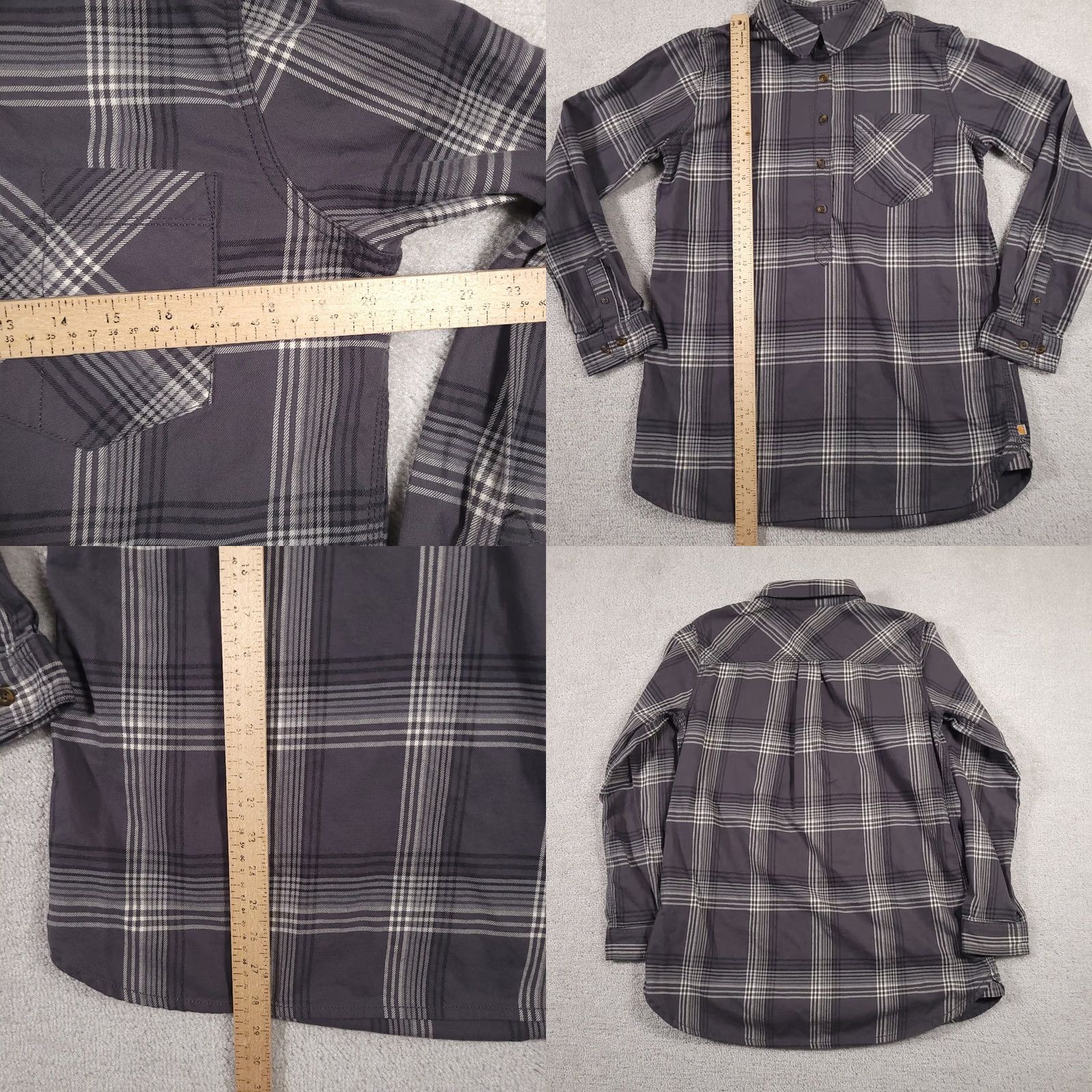 Carhartt VINTAGE Carhartt Pullover Plaid 1/2 Button Collared Shirt Women's Medium Gray Size M / US 6-8 / IT 42-44 - 8 Thumbnail