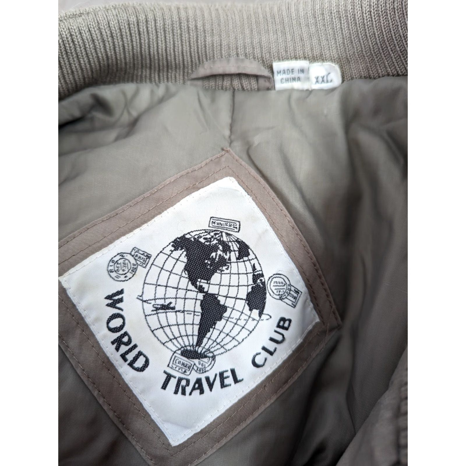 Vintage VINTAGE 80s Men’s Moto Puffer Jacket Beige Winter Coat Size XXL 2XL Flight Nylon Zip Quilted Pockets USA American Mens Size US XXL / EU 58 / 5 - 4 Thumbnail