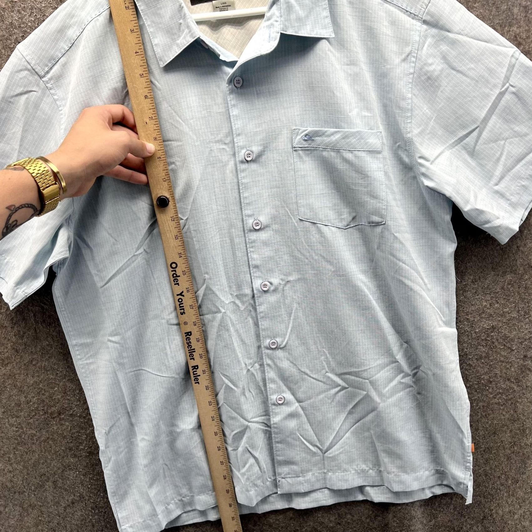 Quiksilver Quiksilver Waterman Shirt Mens Large Light Blue Short Sleeve Button Casual Size US L / EU 52-54 / 3 - 6 Thumbnail