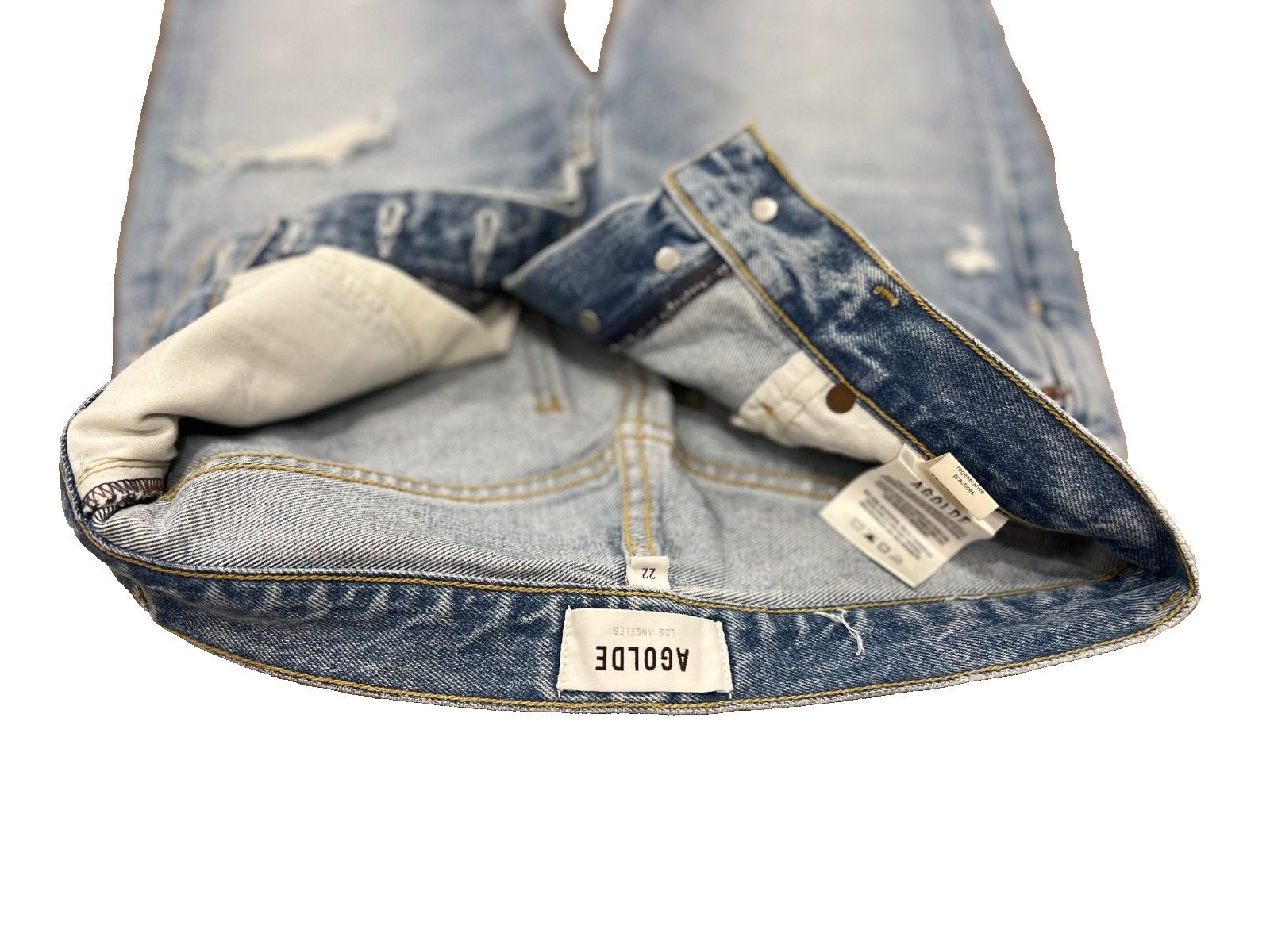 Agolde *** AGOLDE Denim 90's Jeans Button Fly Destroyed ( 22 ) Size 22" - 2 Thumbnail