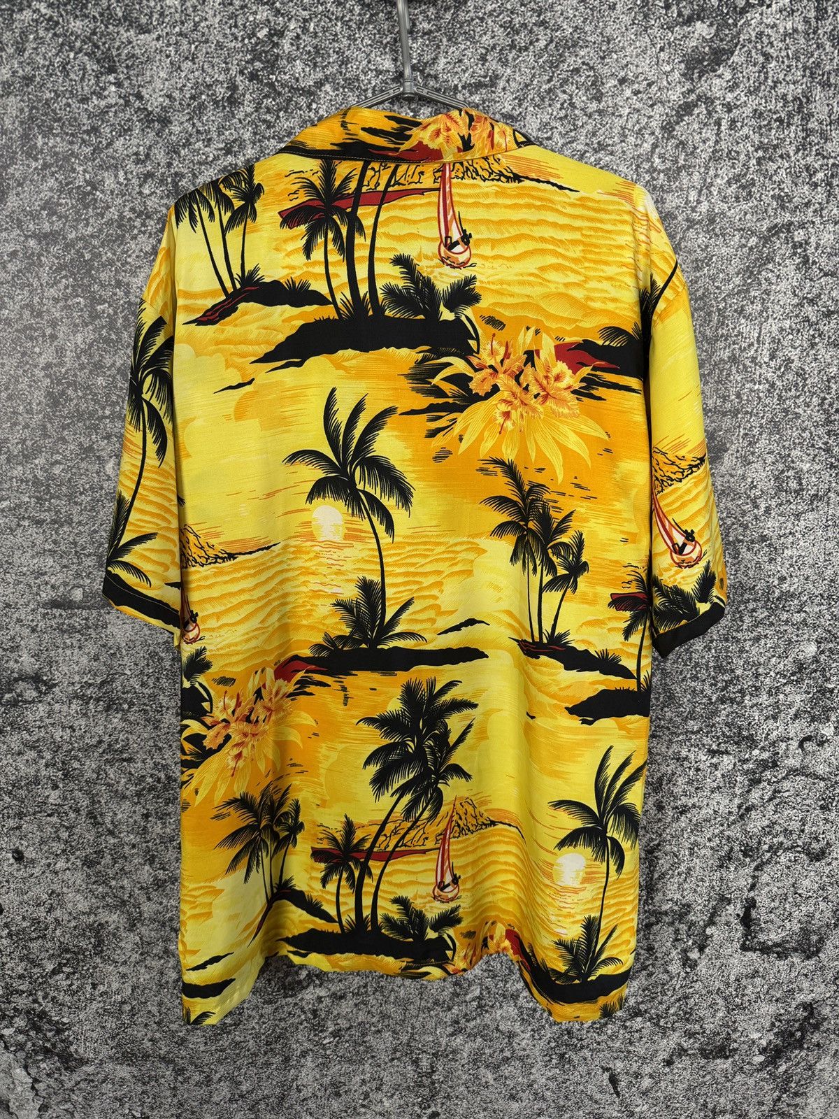 Vintage Hawaiian Shirt Tropical Sunset Palm Tree Aloha Camp Collar Size US XXL / EU 58 / 5 - 9 Thumbnail