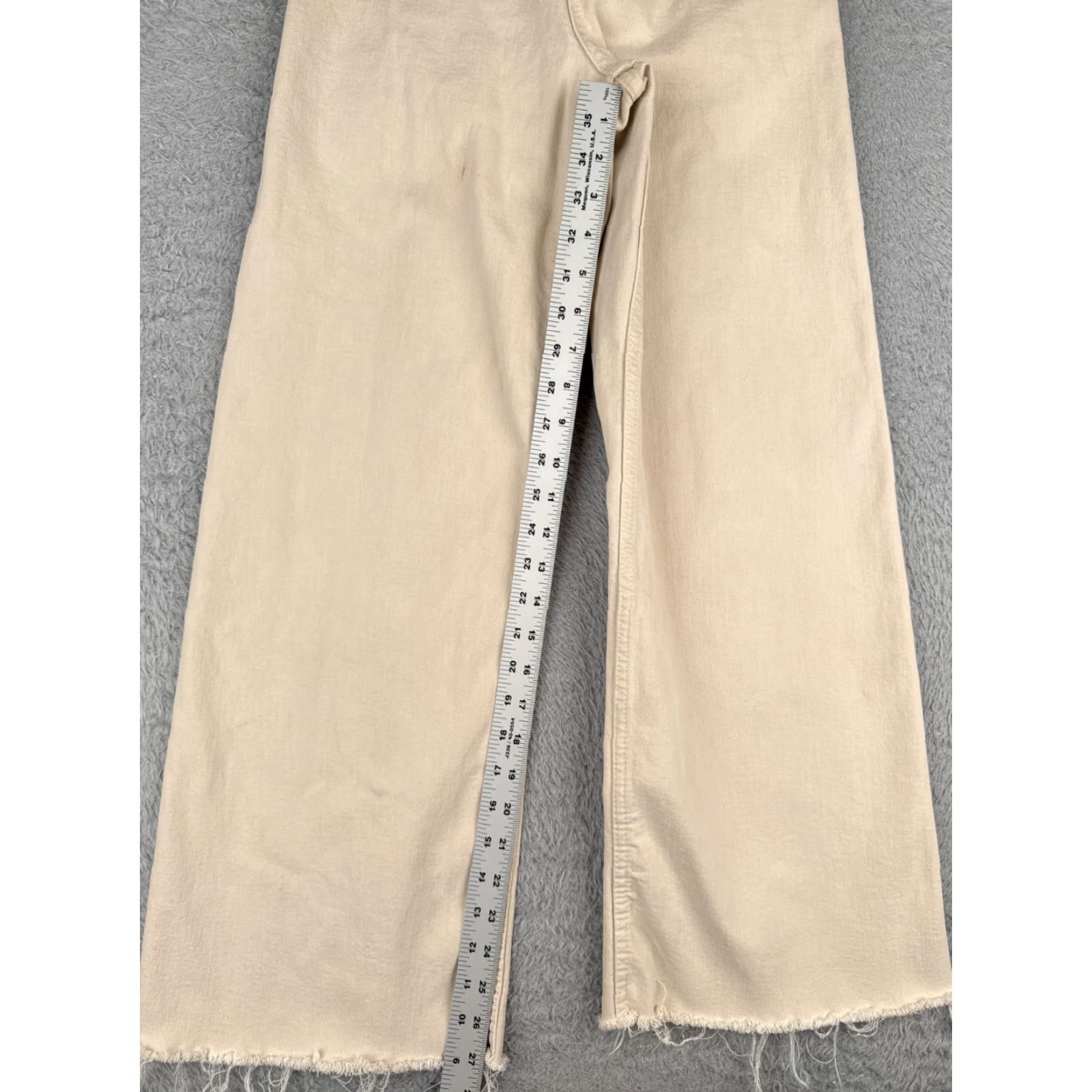 Zara Zara Jeans Women 4 Beige Denim Wide Leg High Rise Zip Fly Cotton Blend 24x27 Jeans 90s Womens Size 27" / US 4 / IT 40 - 7 Thumbnail