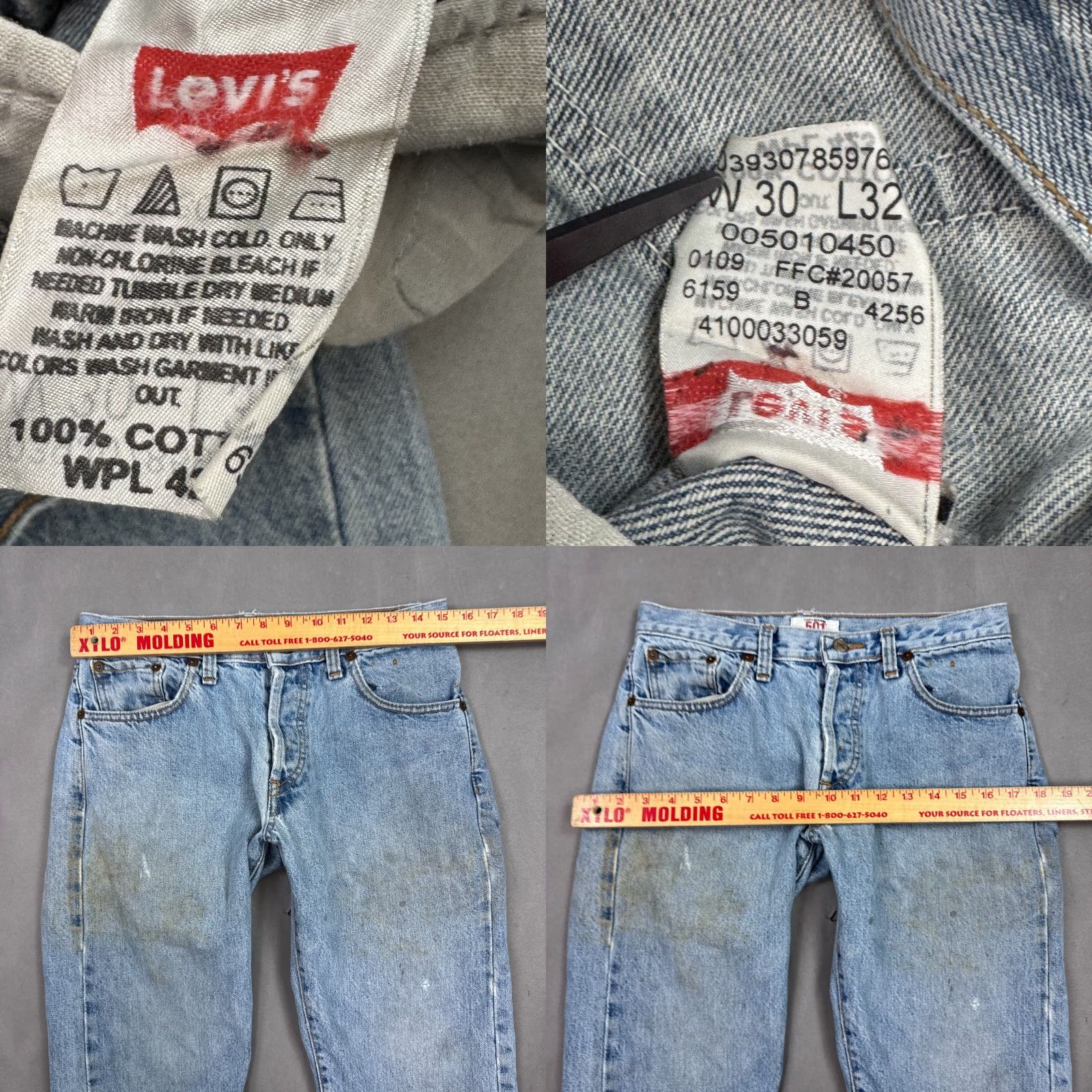 Levi's Levi's 501 Jeans Mens 30x32 Blue Button Fly Denim Pants Thrashed Destroyed Work Classic Straight Size US 30 / EU 46 - 9 Thumbnail