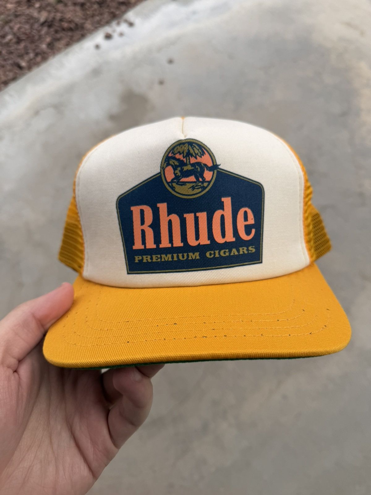 Rhude Rhude Premium Cigars Trucker Hat Yellow / White – Brand New Size ONE SIZE - 2 Thumbnail
