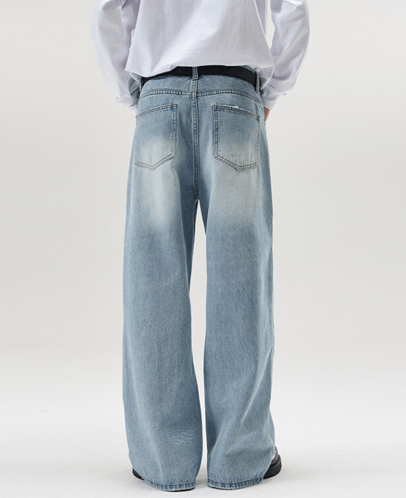 Japanese Brand × Jean Light blue washed loose straight-leg wide-leg jeans Size US 32 / EU 48 - 3 Thumbnail