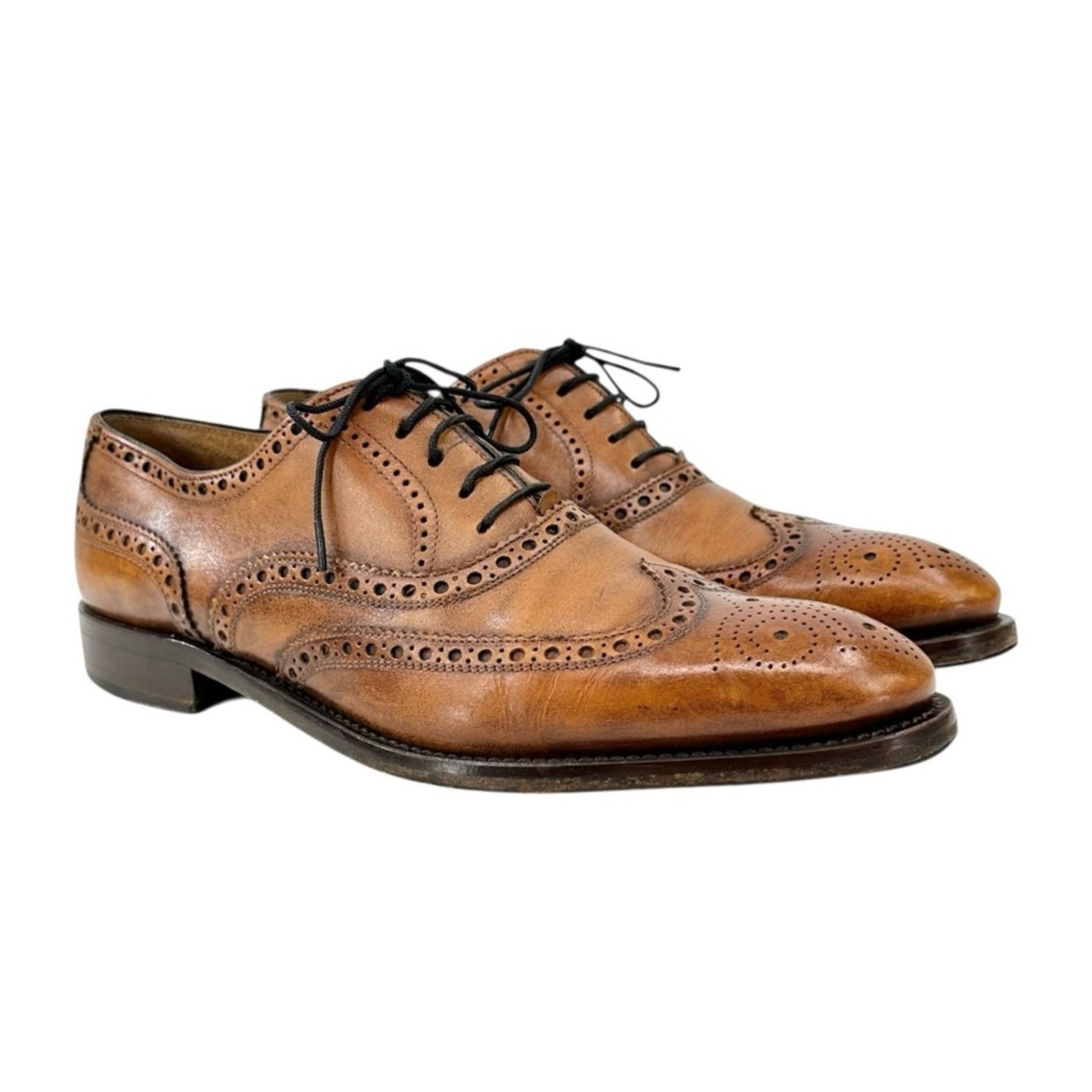 Roberto Botticelli Brown Wingtip Oxford Brogue Leather Laceup Shoes Size US 9.5 / EU 42-43 - 2 Thumbnail