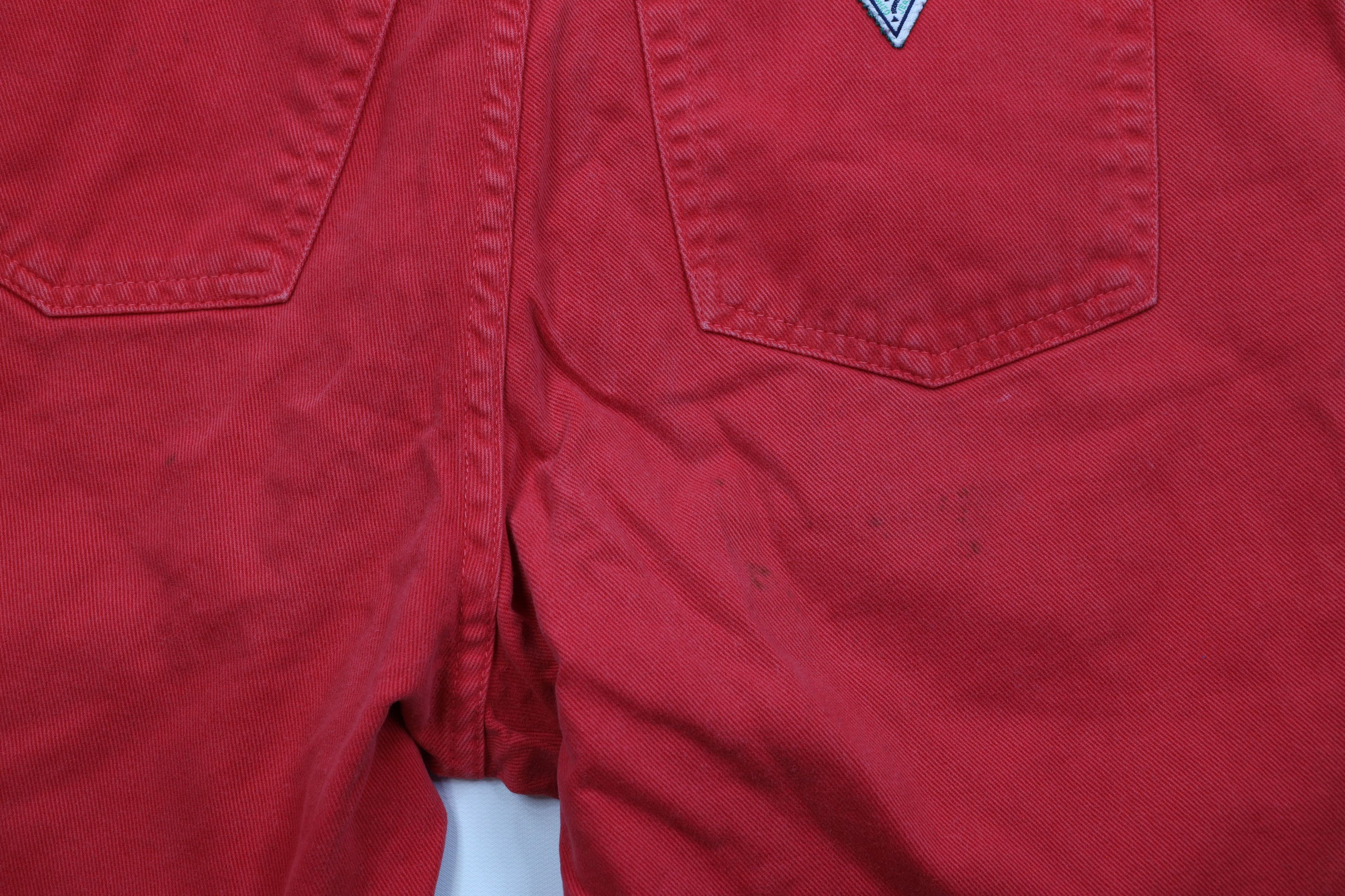 Guess Vintage 90s Guess Spell Out Denim Jean Shorts Red Cotton USA Size US 31 - 10 Thumbnail