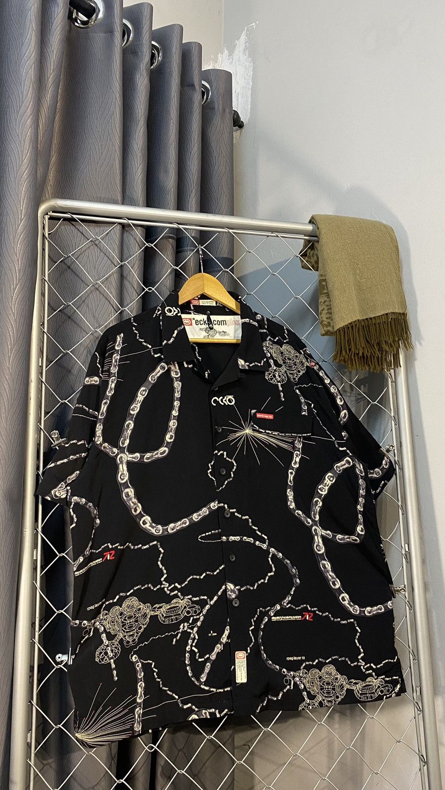 Ecko Unltd. × Japanese Brand × Vintage VINTAGE y2k ECKO UNLTD SHIRT RAYON AOP CHAIN XL Size US XL / EU 56 / 4 - 1 Thumbnail