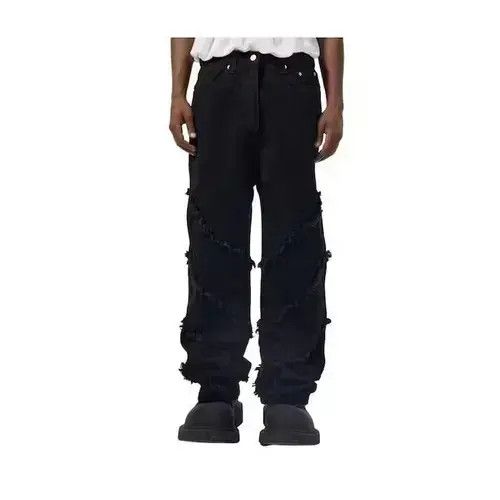 VIBE Black Frayed Stacked Denim Jeans Size US 32 / EU 48 - 3 Thumbnail