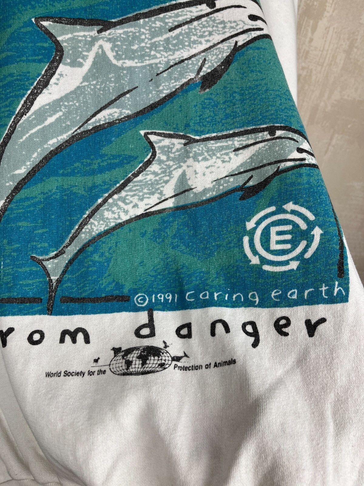 Vintage Vintage "Save Us From Danger" 1991 Caring Earth Sweatshirt Size US L / EU 52-54 / 3 - 6 Thumbnail