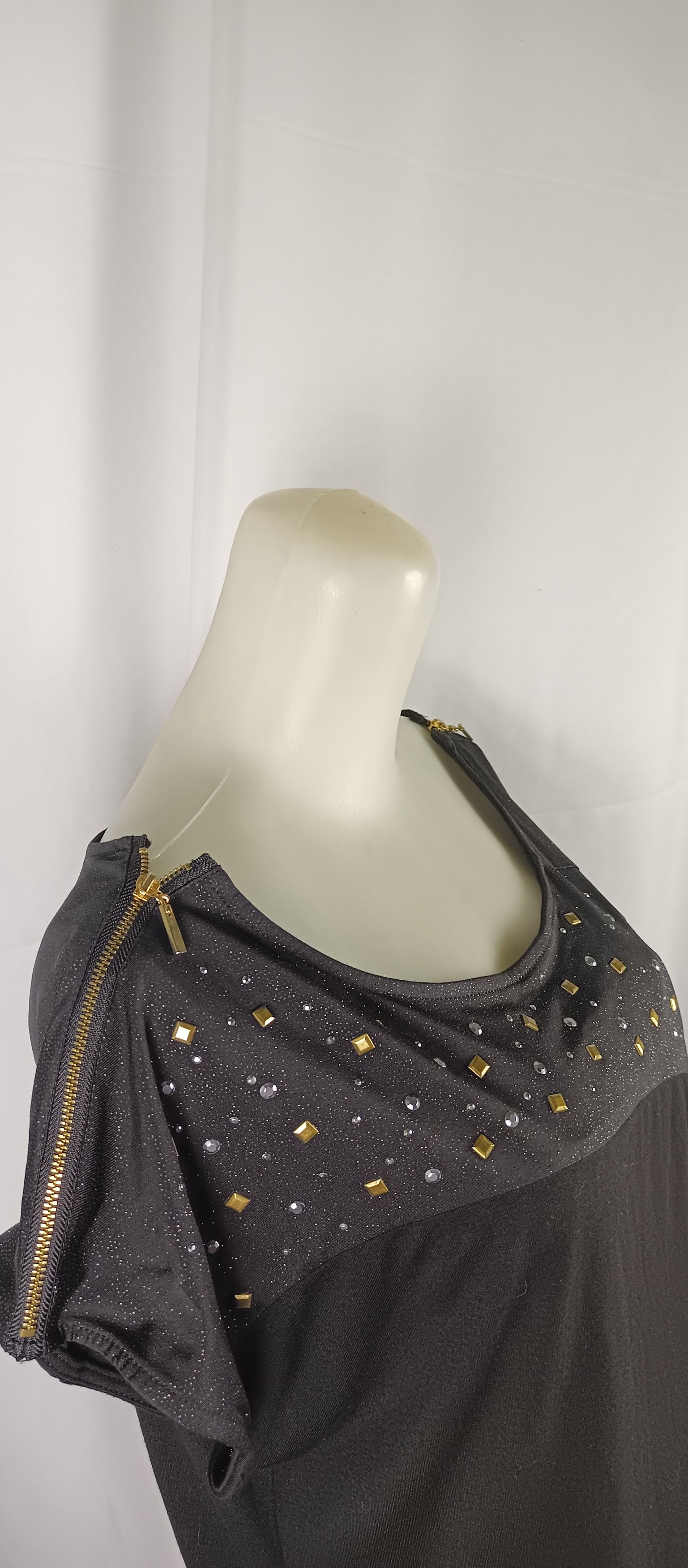 Beauty Beast × Japanese Brand PASTIME Women's Black Tsirt Rhinestones Zipp on Shoulder Size L / US 10 / IT 46 - 16 Thumbnail