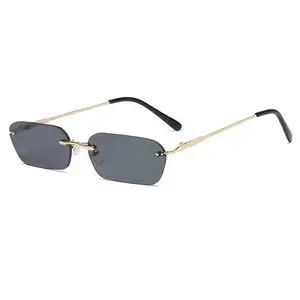 Designer Rimless Square Vintage Design Transparent Lens Sunglasses Size ONE SIZE - 1 Thumbnail