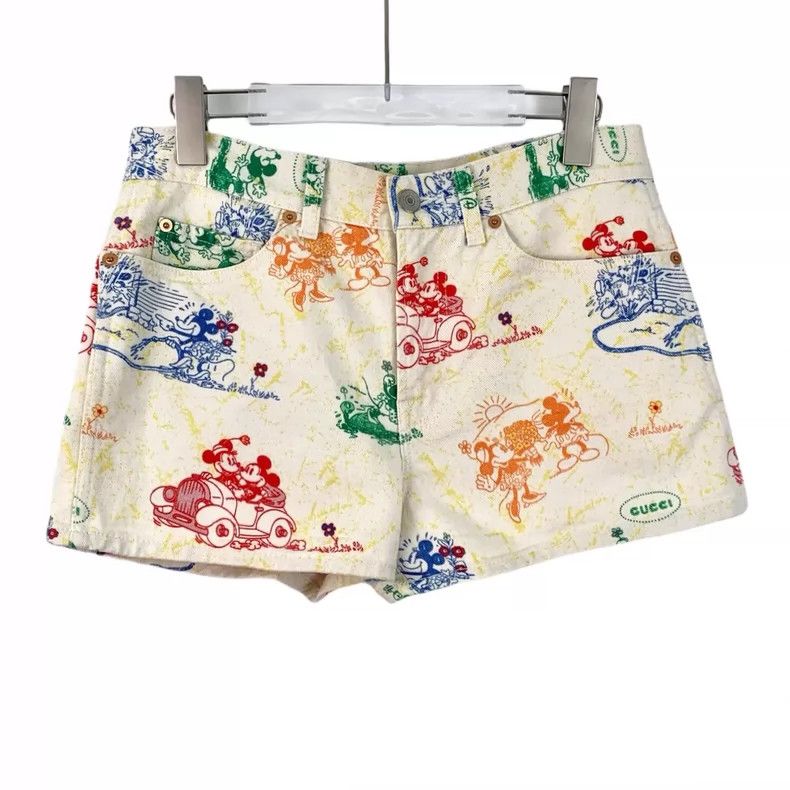 Gucci Gucci Beige graffiti cartoon Mickey Mouse printed cotton ca Size 27" / US 4 / IT 40 - 1 Thumbnail