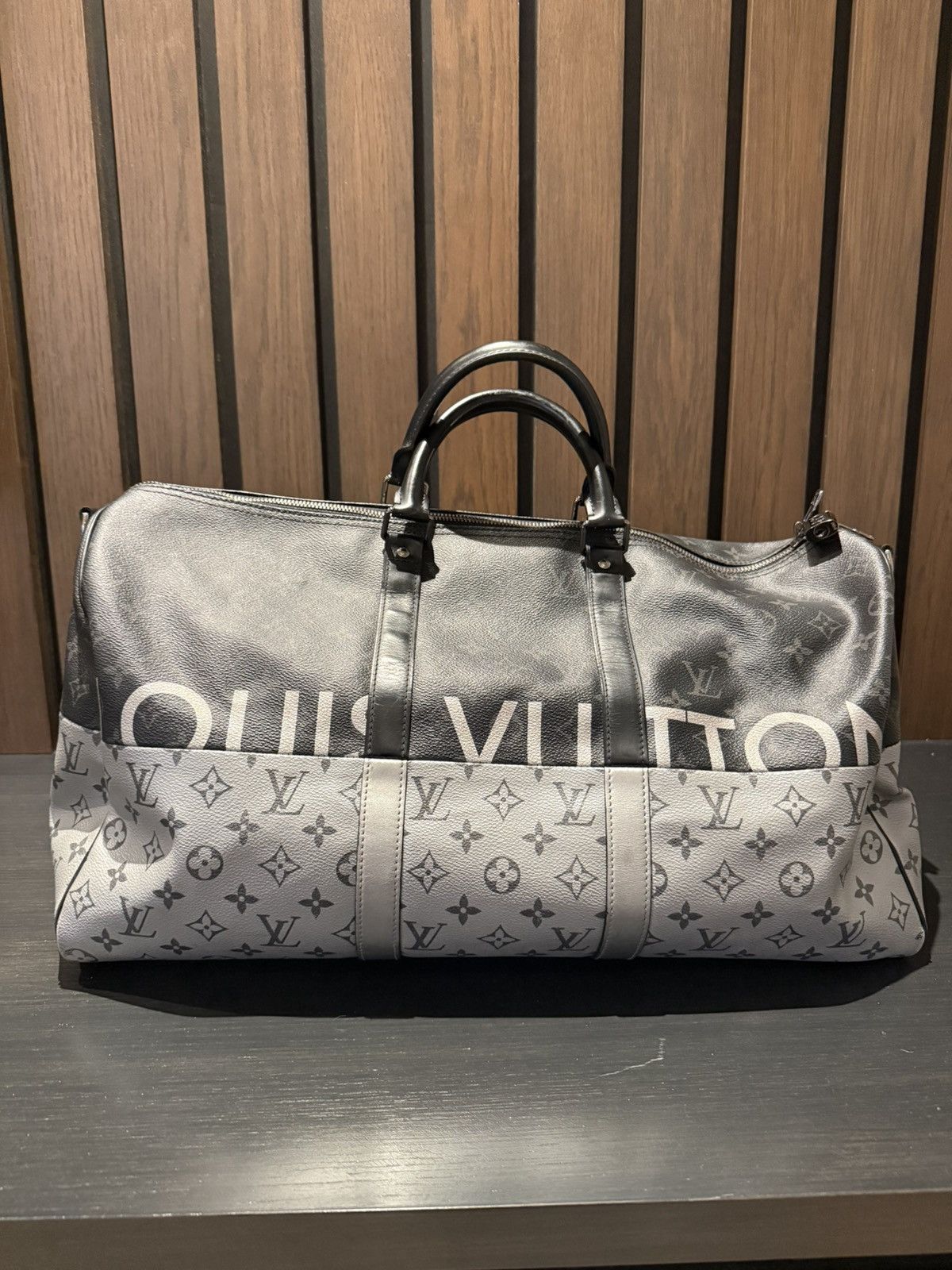 Louis Vuitton Louis Vuitton Keepall 50 – Monogram Split Black/Grey (SS18) Size ONE SIZE - 5 Thumbnail