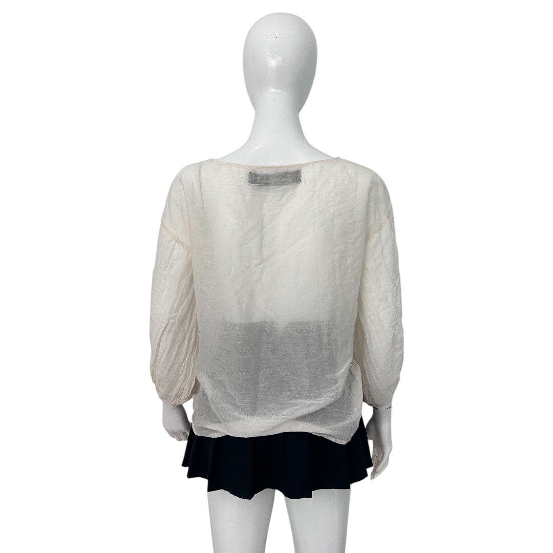 GOA Natural Vintage Goa Sheer Flowy Blouse Minimalist Boho Top Size M / US 6-8 / IT 42-44 - 6 Thumbnail