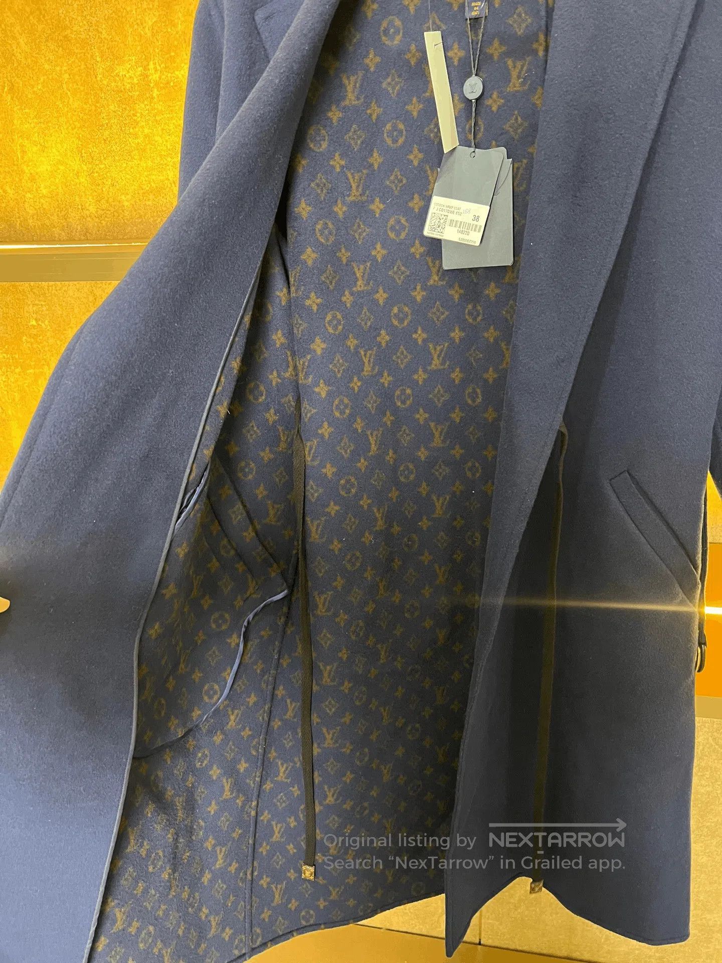 Louis Vuitton LV Blue Long Coat with Belt. Size S / US 4 / IT 40 - 5 Thumbnail