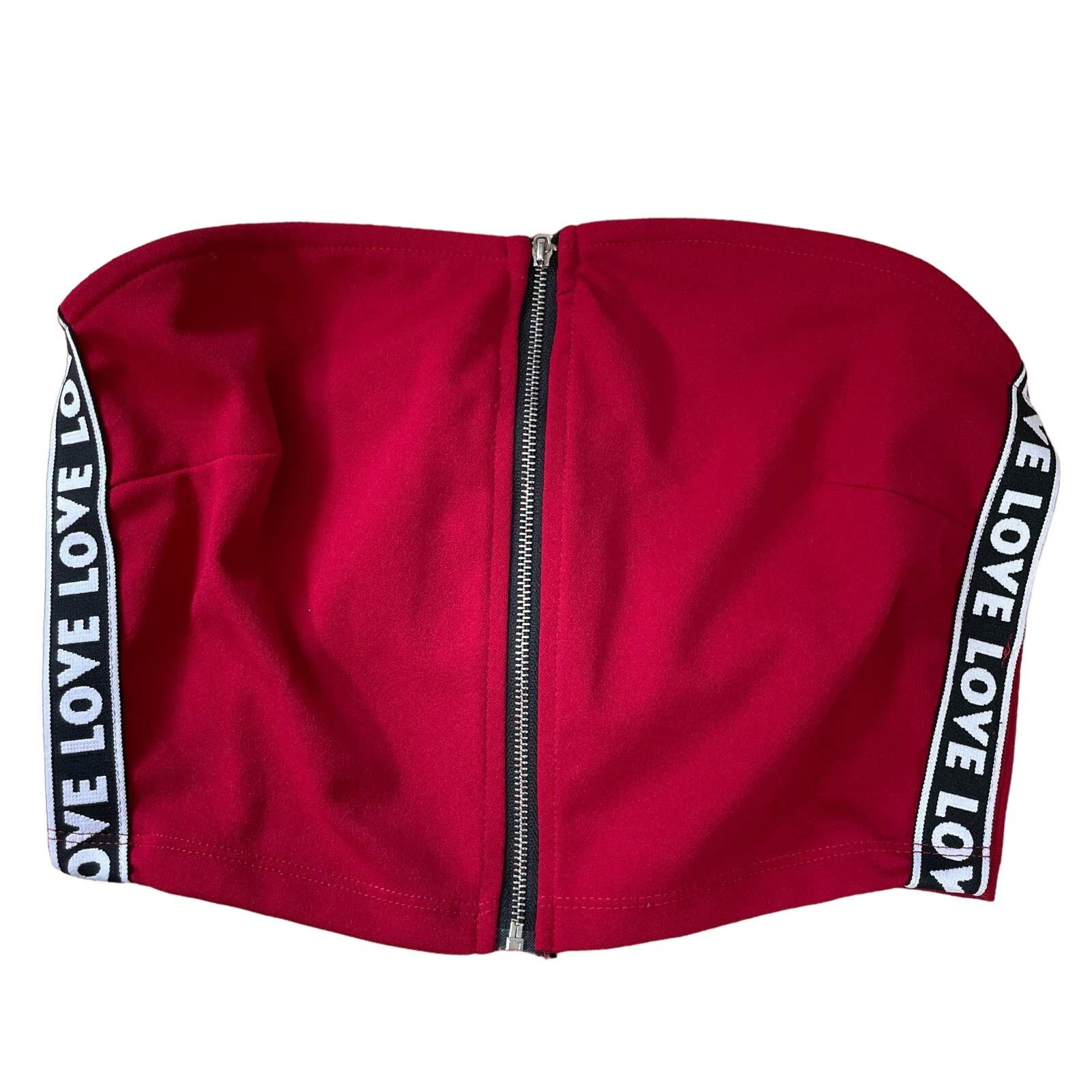 Other In Control Red "LOVE" Zipper Strapless Tube Top - Size Small Size S / US 4 / IT 40 - 1 Thumbnail