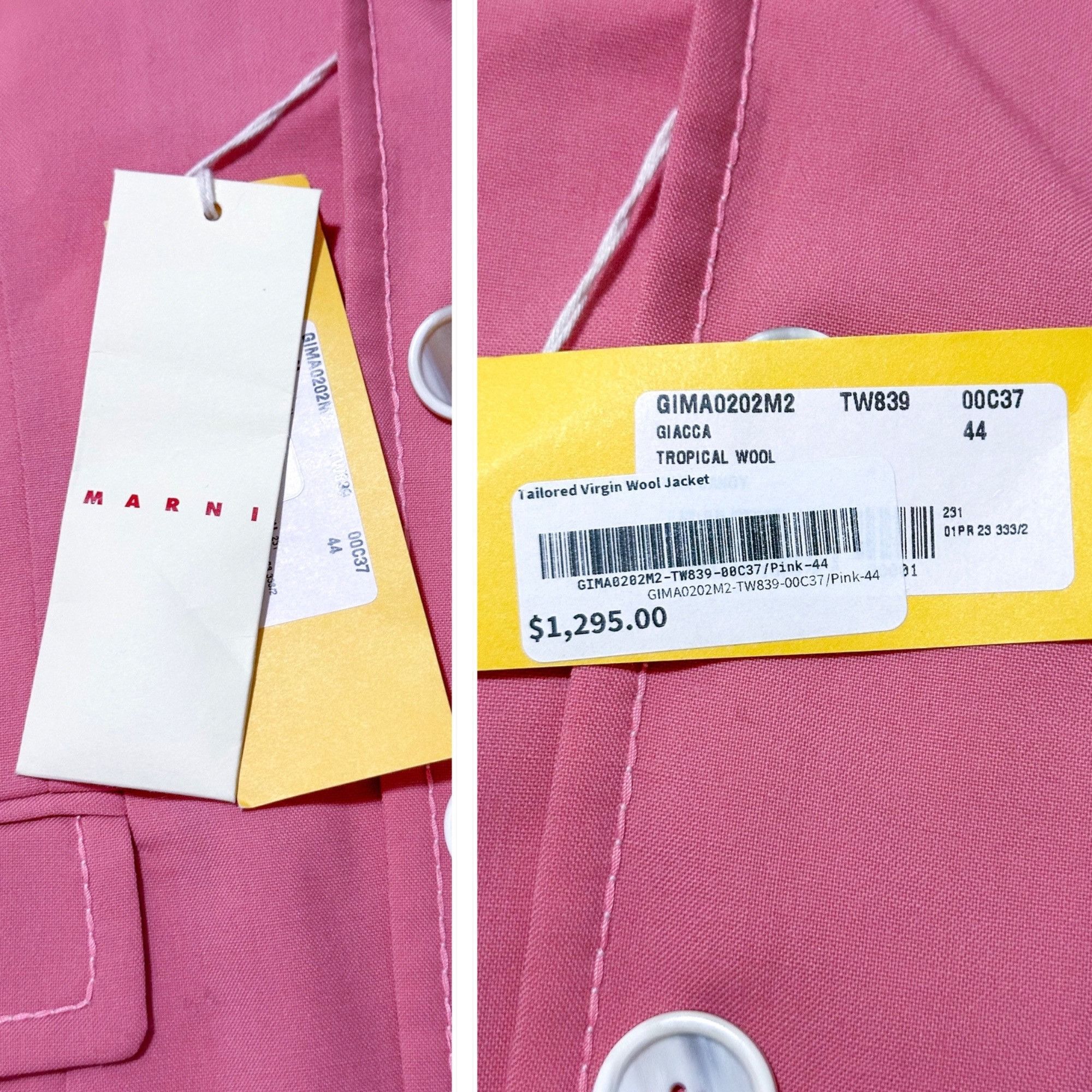Marni Marni Pink Tailored virgin wool jacket, Size 44 Italy, New Size M / US 6-8 / IT 42-44 - 3 Thumbnail