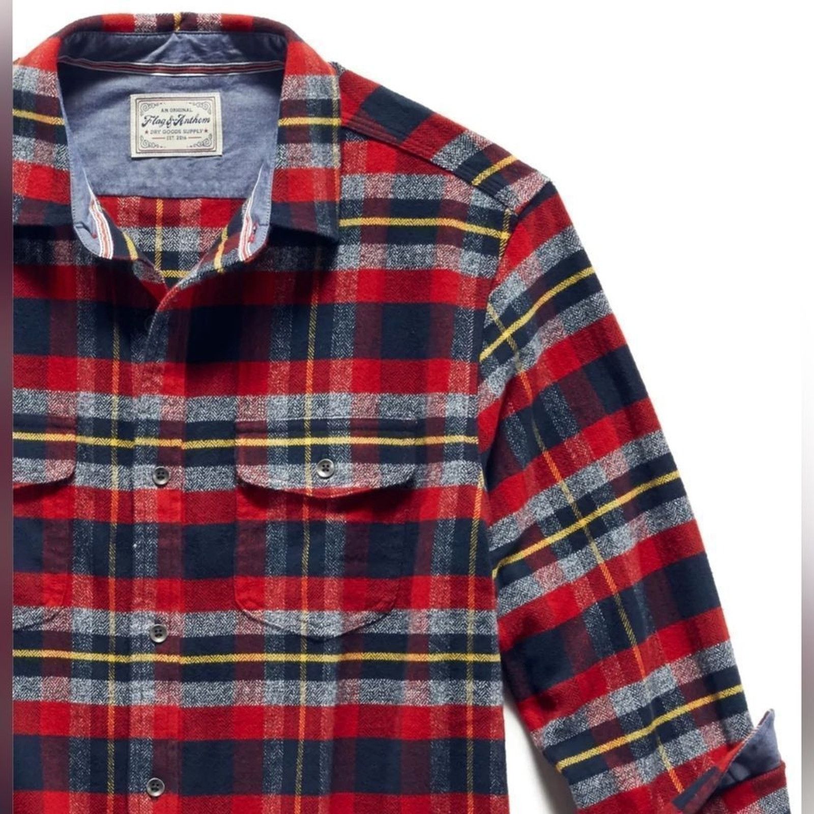 Flag & Anthem NWT Flag & Anthem Ames Pocket Flannel Shacket Red Men's S Size US S / EU 44-46 / 1 - 3 Thumbnail