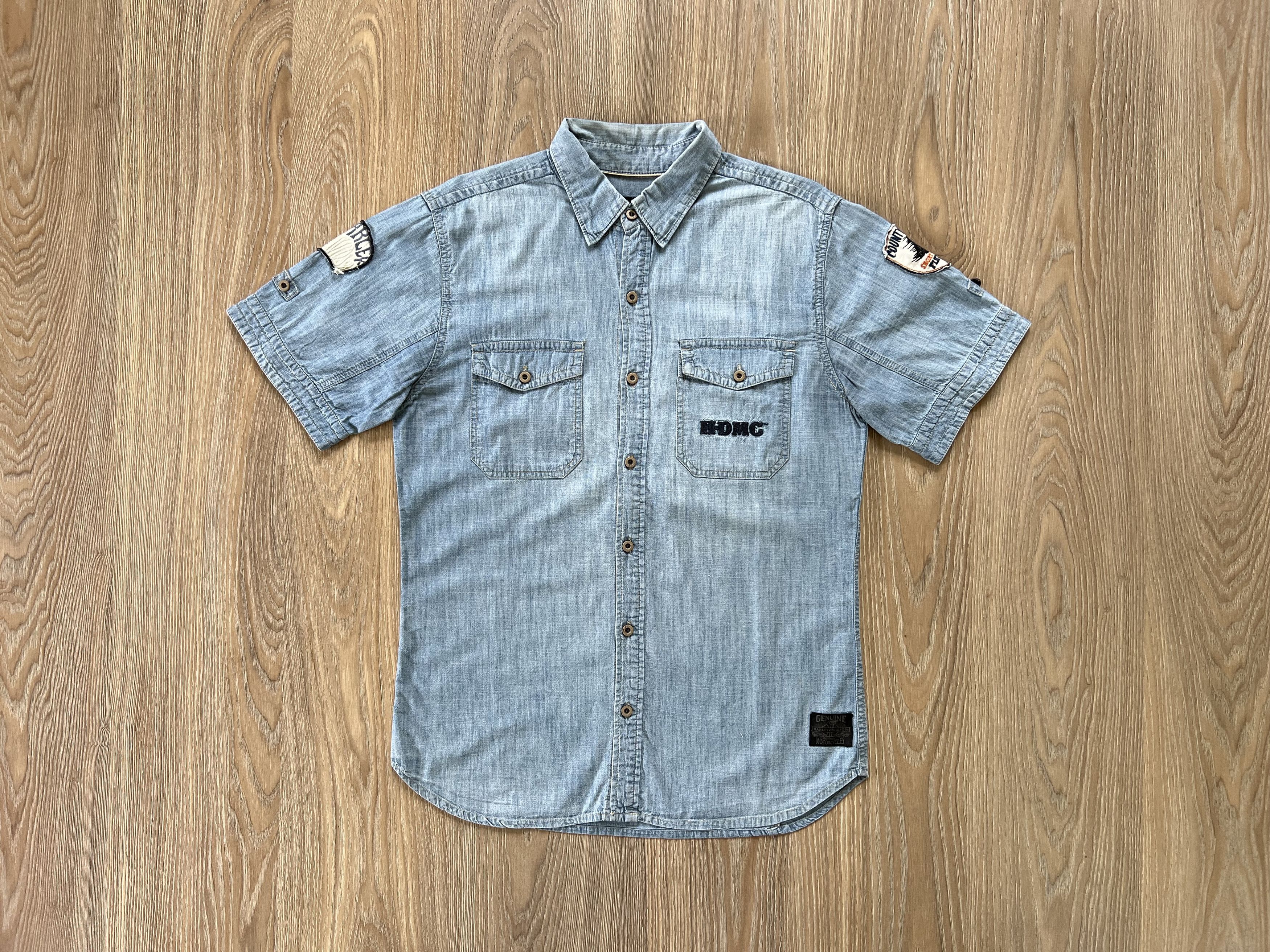 Harley Davidson Vintage Button Up Short Sleeve Jeans Shirt