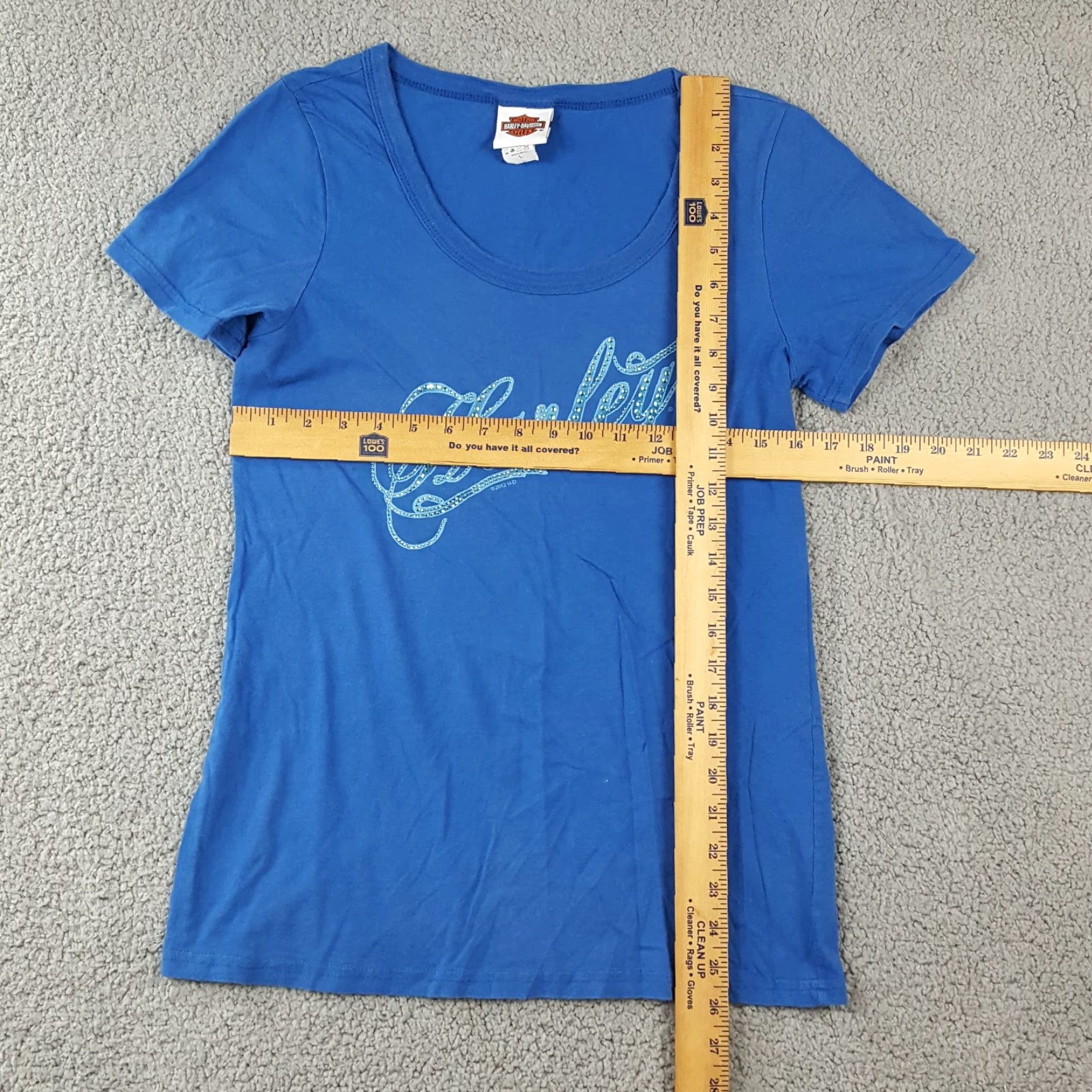 Harley Davidson VINTAGE Harley-Davidson Rhinestone Motorcycles Women's T-Shirt L Blue Casual Short Sleeve 90s Biker Retro Size L / US 10 / IT 46 - 7 Thumbnail