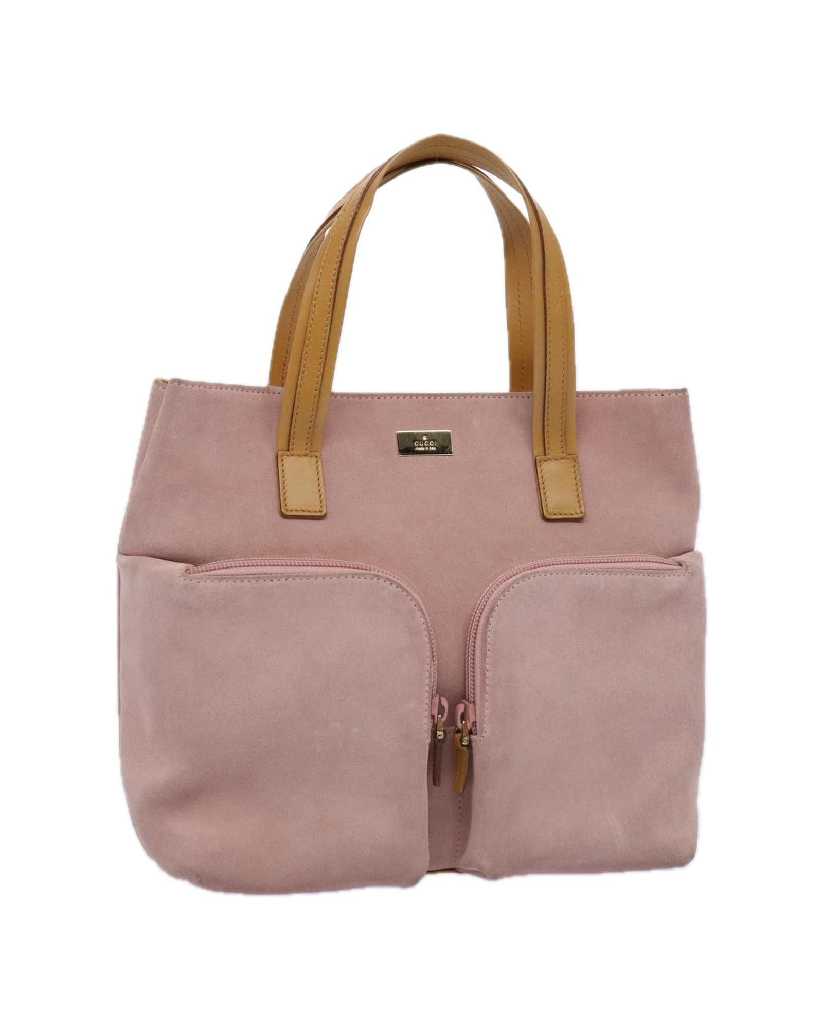 image of Gucci Pink Suede Hand Bag With Accessories And Storage Smell, Women's