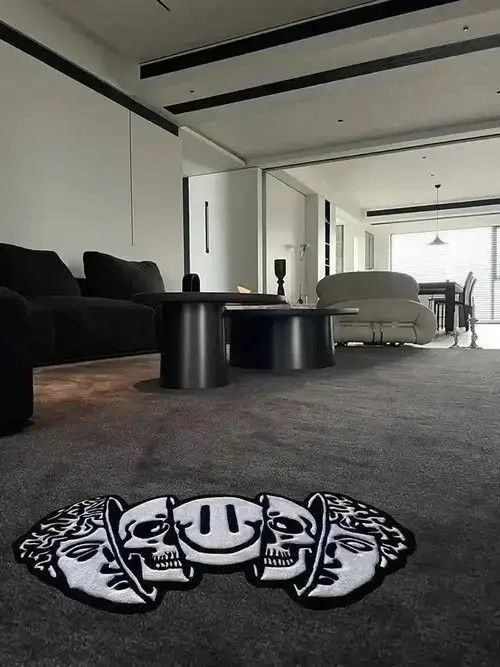 Japanese Brand Black White Funny Creative Carpet 60x120cm Size ONE SIZE - 1 Thumbnail