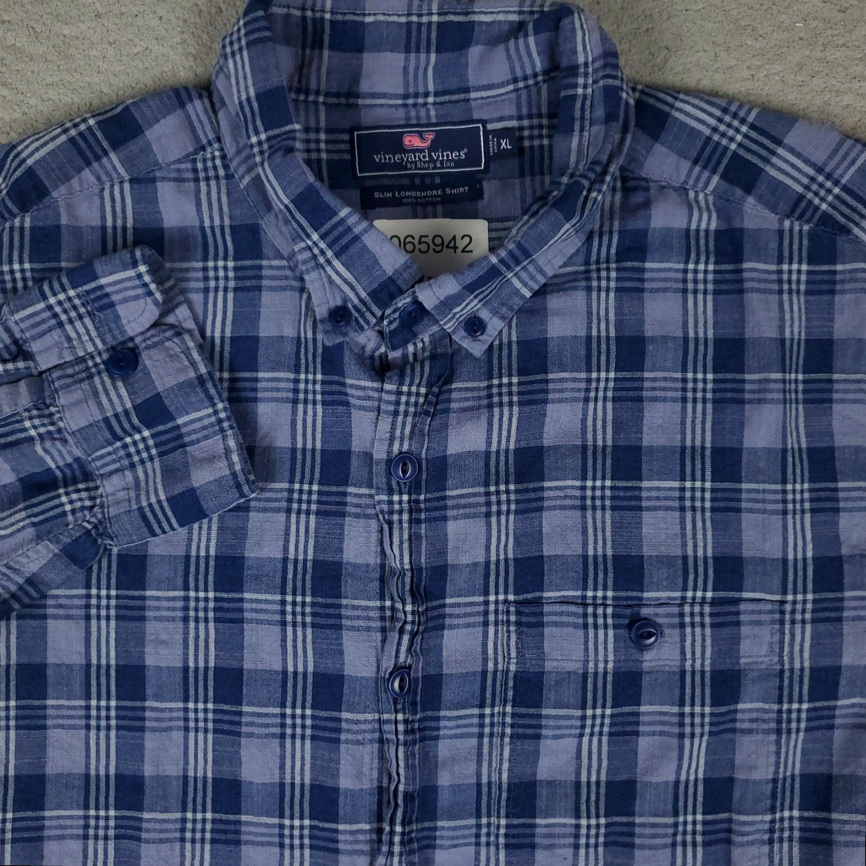 Vineyard Vines Vineyard Vines Shirt Mens XL Blue Plaid Slim Fit Button Up Long Sleeve Size US XL / EU 56 / 4 - 2 Thumbnail