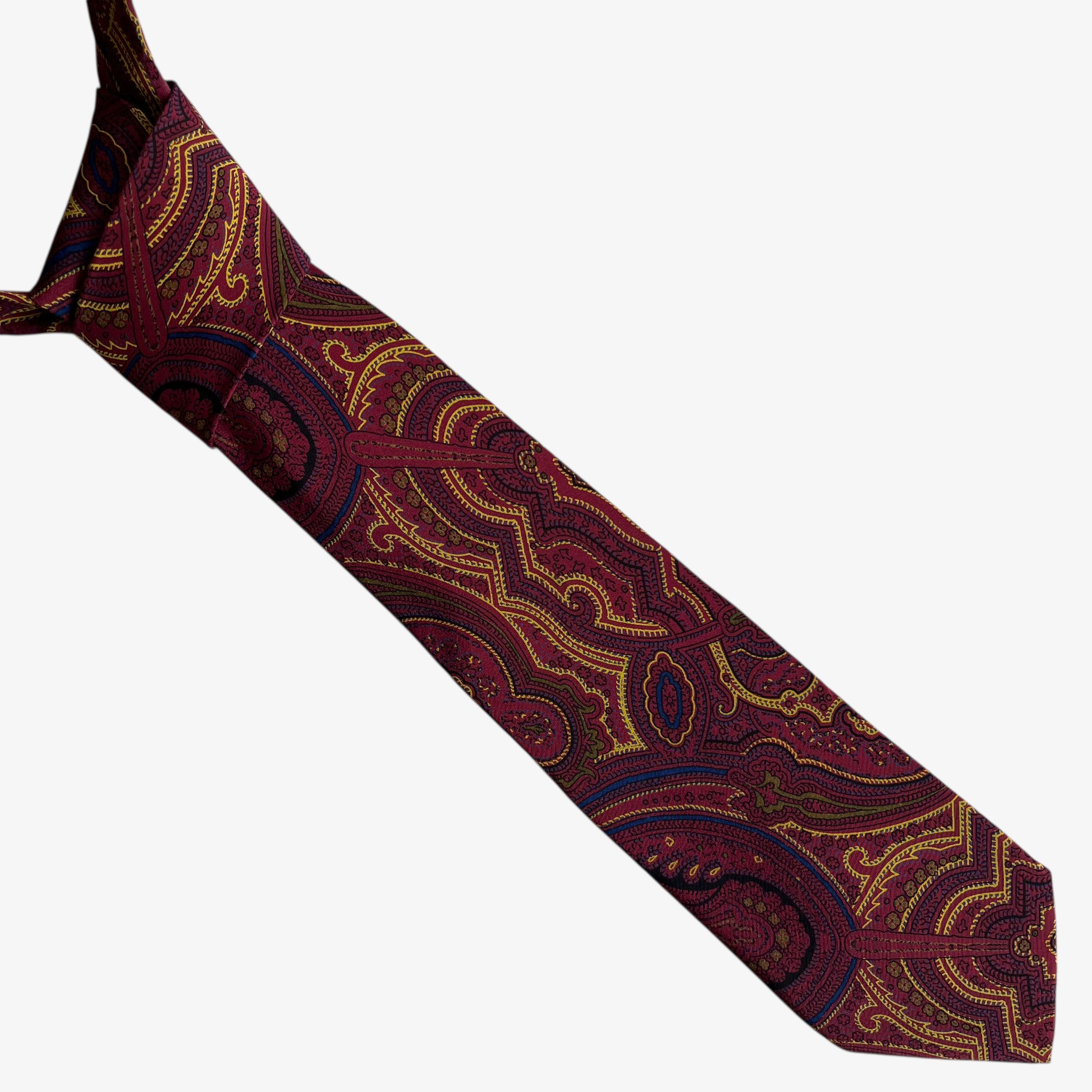 Fumagalli Vintage 80s Fumagalli's Abstract Paisley Print Red Silk Tie Size ONE SIZE - 1 Thumbnail