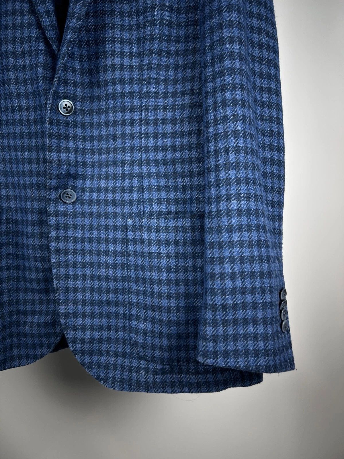 Boggi Milano Check Unlined Wool Blend Patch Pocket Blazer