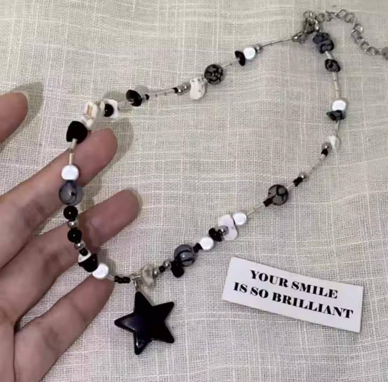 Jewelry × Vintage Y2K Black Star Pentagram Beaded Choker Necklace Size ONE SIZE - 5 Thumbnail