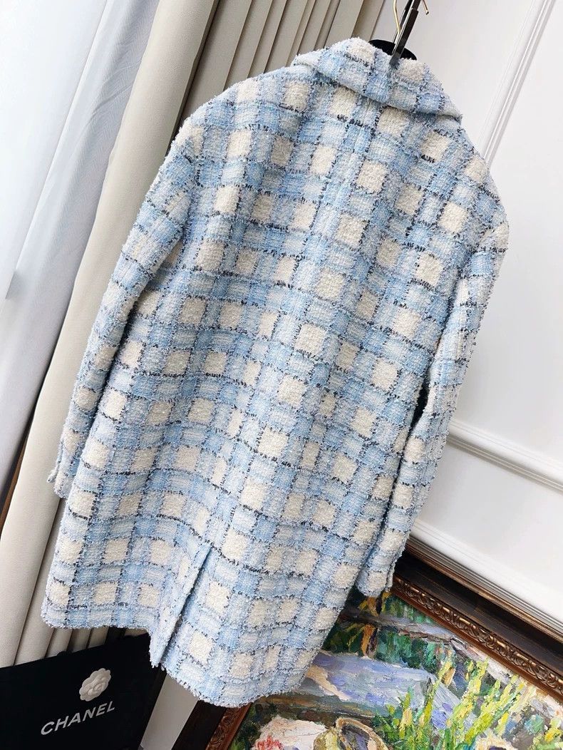 Chanel Chanel Blue White Tweed Sequin Jacket Size M / US 6-8 / IT 42-44 - 2 Thumbnail