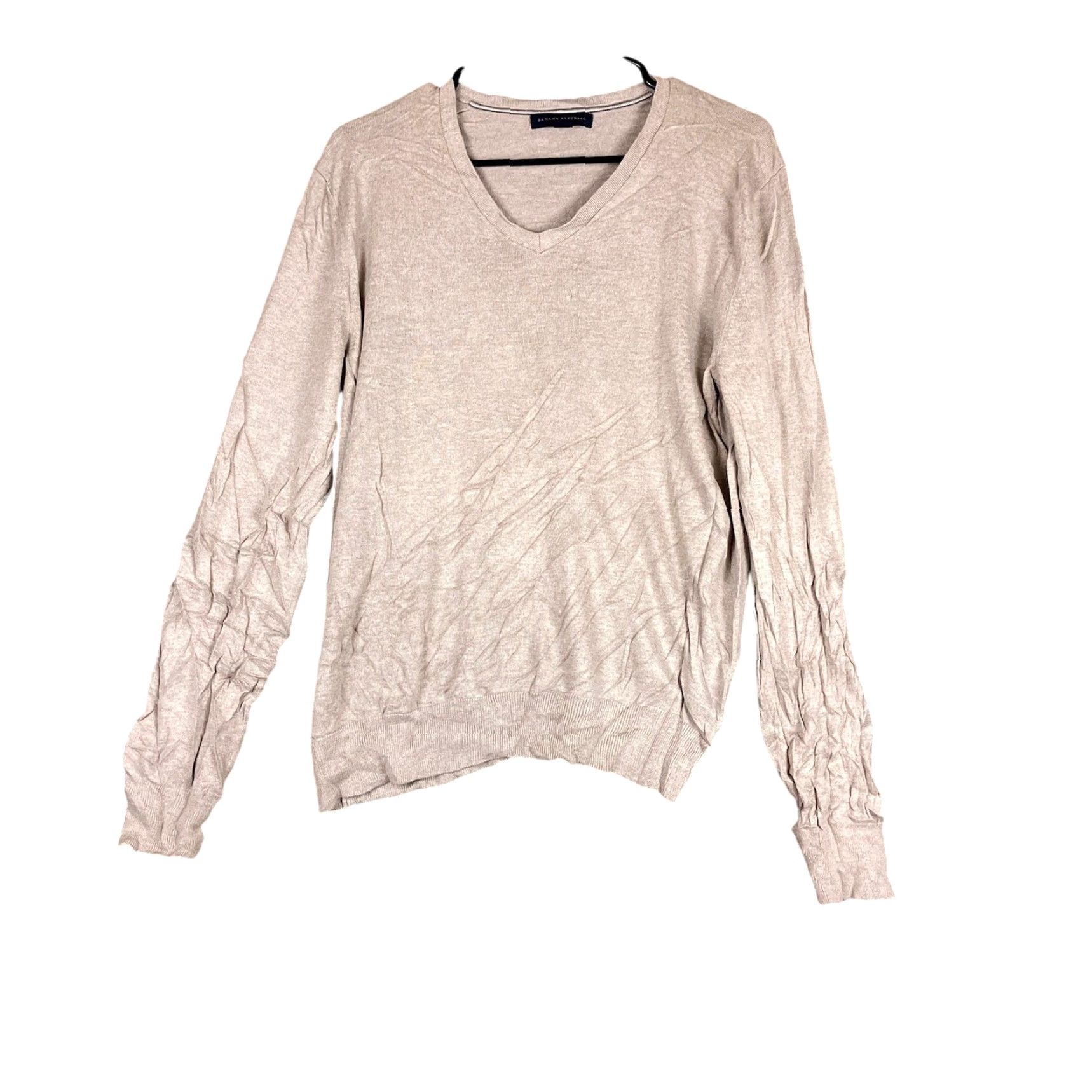 Banana Republic Banana Republic Womens Sweater Beige V-Neck Silk Cashmere Blend Pullover Medium Size M / US 6-8 / IT 42-44 - 2 Thumbnail