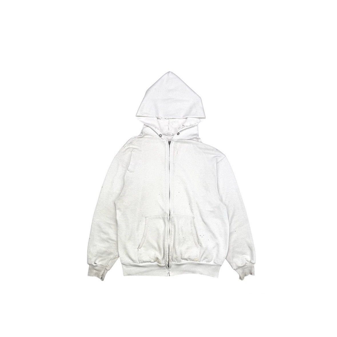 Vintage VINTAGE THRASHED WHITE ZIP HOODIE Size US L / EU 52-54 / 3 - 1 Thumbnail