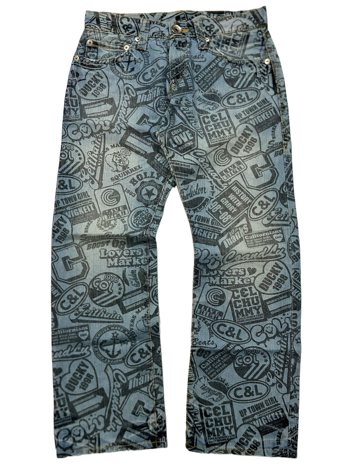 Japanese Brand Vintage Co&Lu Japan Printed All Over Jeans Size US 32 / EU 48 - 2 Thumbnail