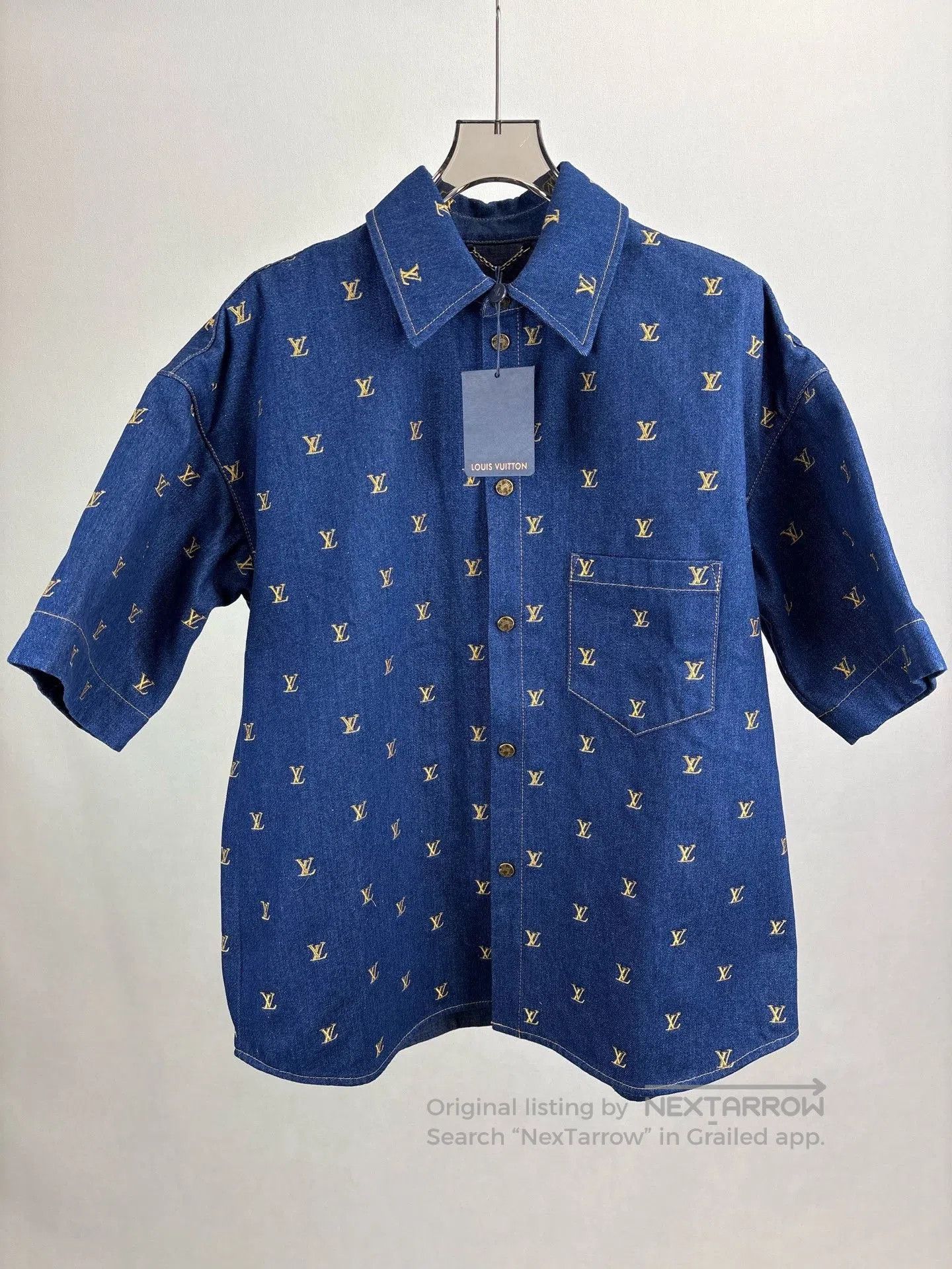 Louis Vuitton Louis Vuitton Pharrell Gold Thread Logo Denim Shirt. Size US L / EU 52-54 / 3 - 1 Thumbnail
