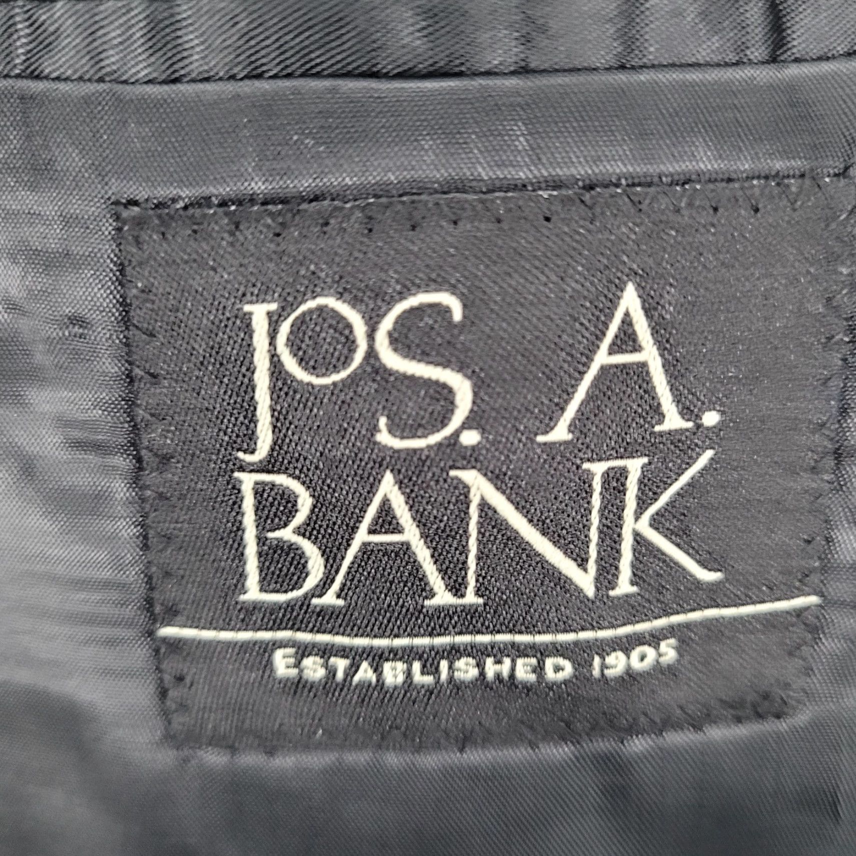 Jos. A. Bank Jos A Bank Black 100% Wool Pinstriped 2 Button Notch Blazer Sport Coat 44L Size 44R - 3 Thumbnail