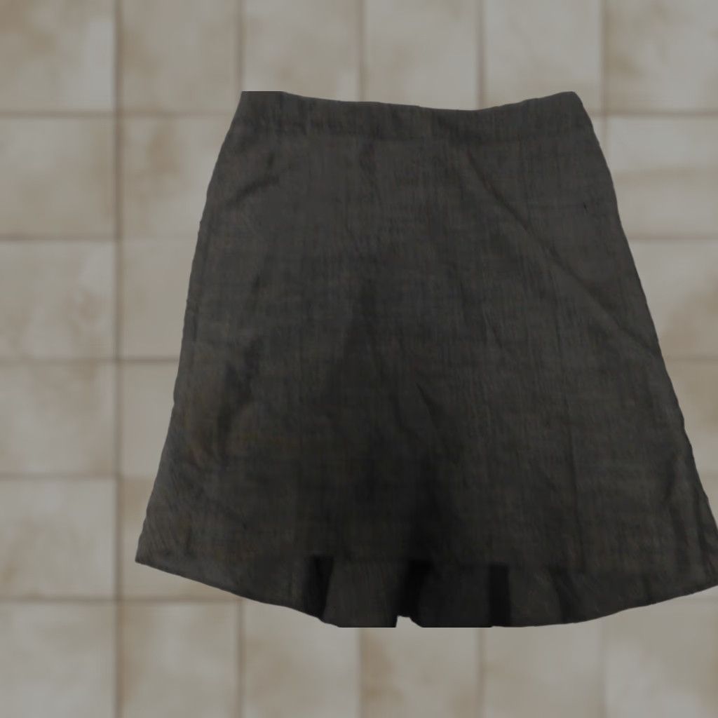 Express Express Womens Skirt 12 Gray Zip A-Line Ruffles Knee Length Casual Everyday Mid Rise Regular Lined Knit Cotton Polyurethane Size 34" / US 12 / IT 48 - 1 Thumbnail