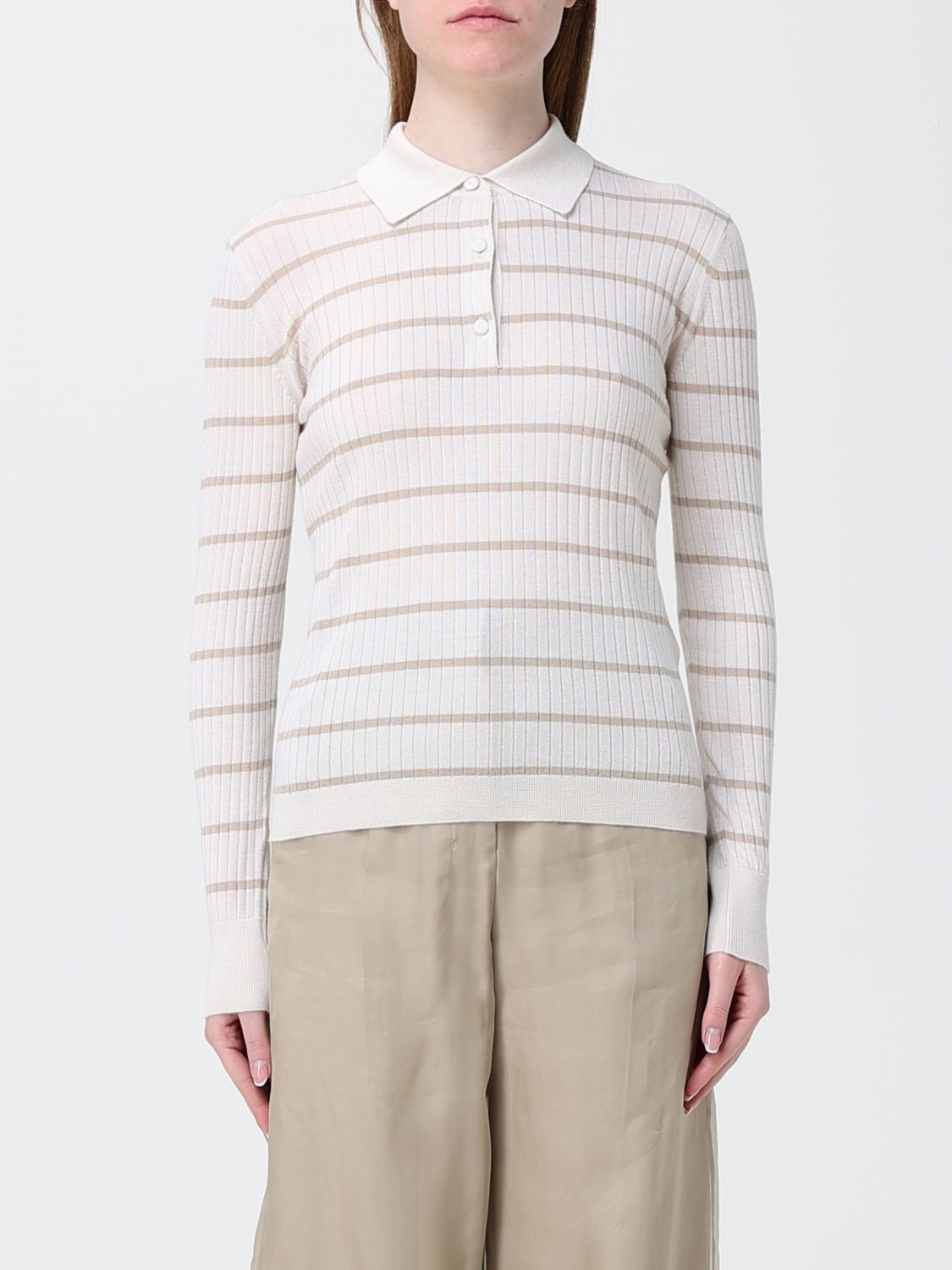 Max Mara Max Mara Polo Shirt Woman Beige Size L / US 10 / IT 46 - 1 Thumbnail