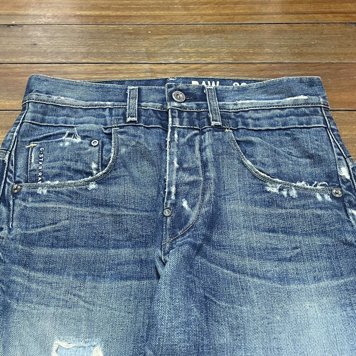 G-Star × Vintage Rare Design Vintage Brand G-Star Distressed Jeans 1990s Size US 33 - 3 Thumbnail