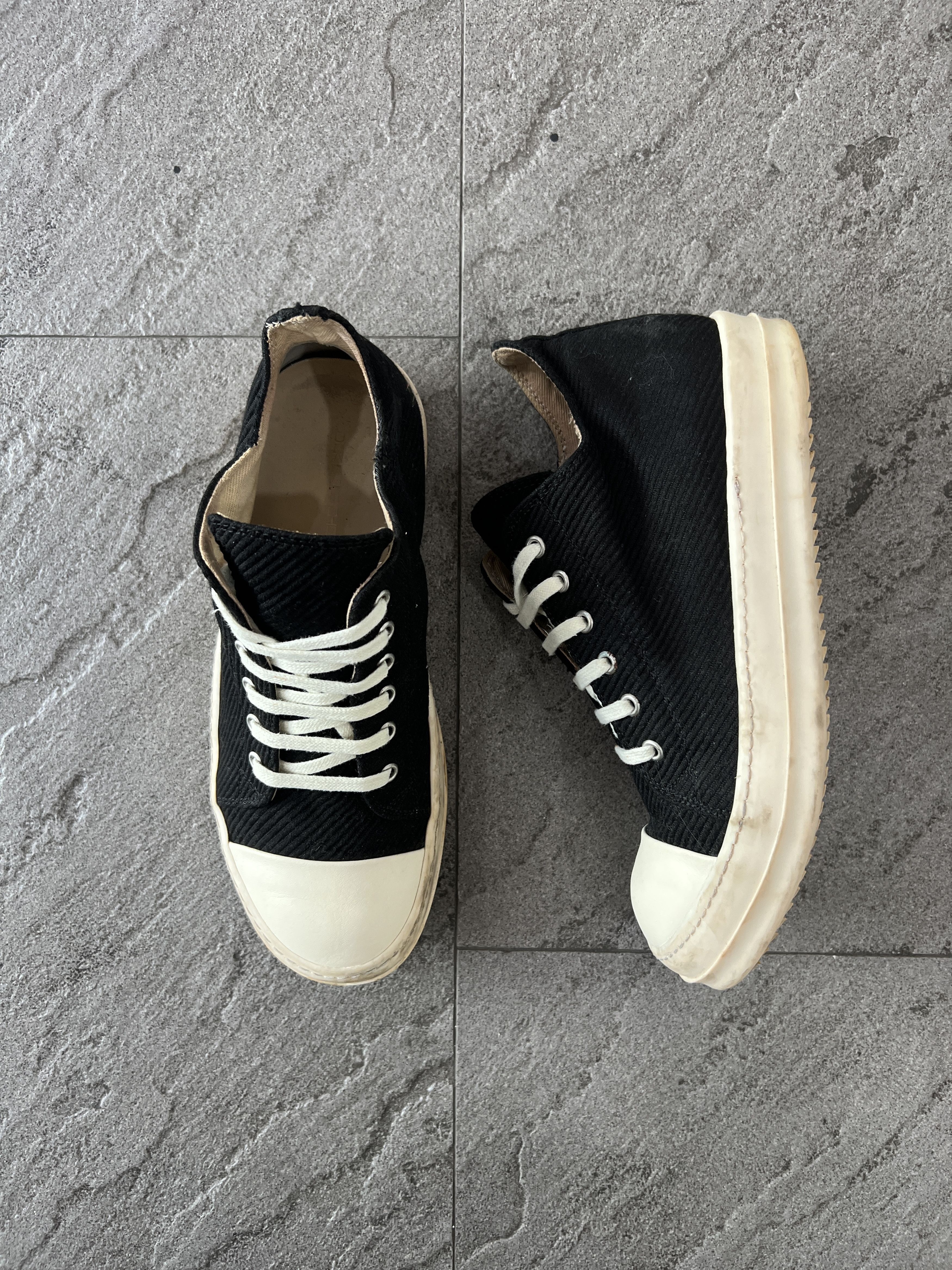 Rick Owens Drkshdw Rick Owens DRKSHDW Low Ramones Canvas Black Size US 9 / EU 42 - 1 Thumbnail