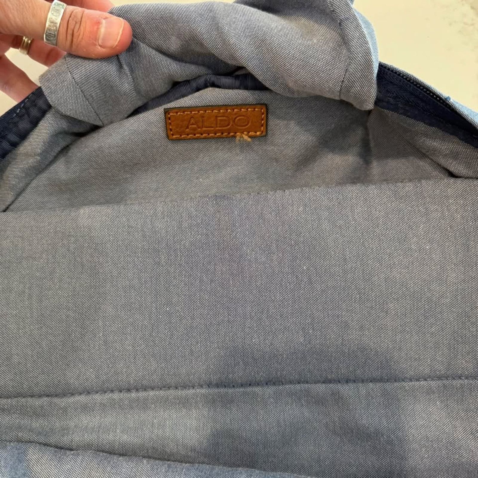 Aldo Aldo Denim Chambray Backpack Adjustable Strap Laptop Pocket Size ONE SIZE - 5 Thumbnail