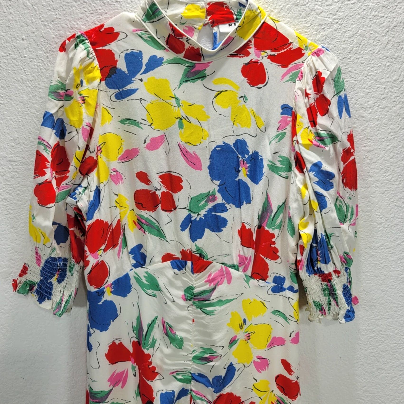 RIXO Rixo X Target Floral Maxi Dress Size 8 Multicolor Rayon Womens Contemporary Mock Neck Cascade Ruffle Size M / US 6-8 / IT 42-44 - 4 Thumbnail