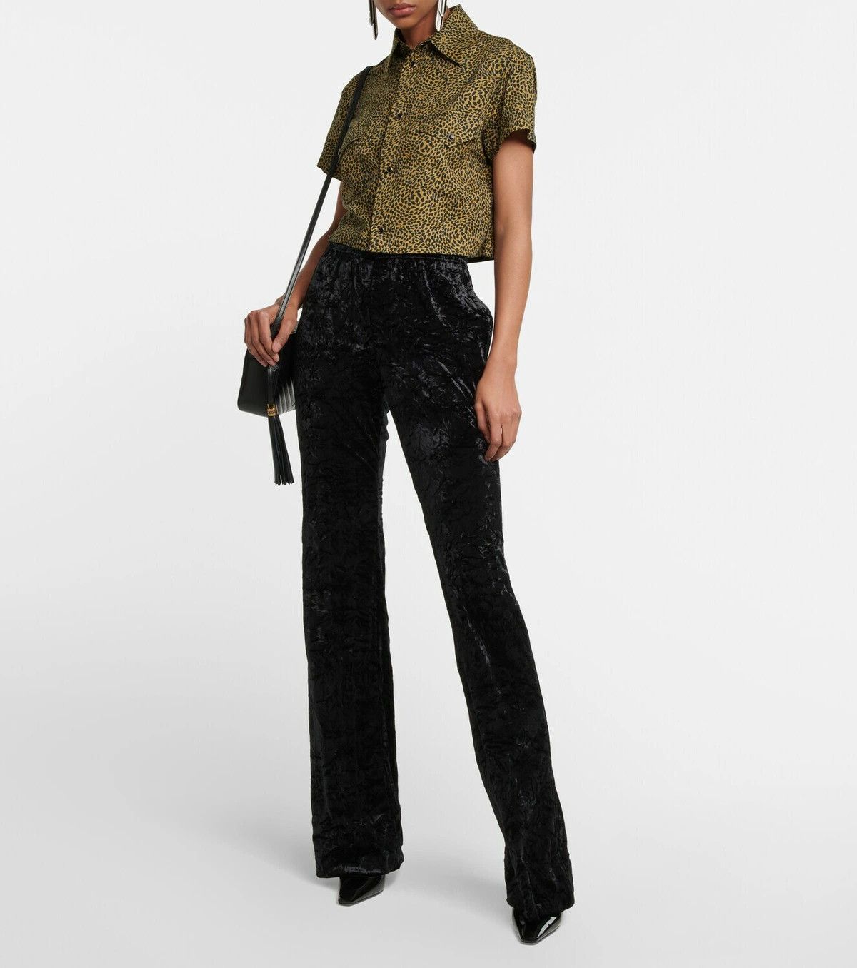 Saint Laurent Paris o1y0126 Patterned Shirt in Camel/Black Size M / US 6-8 / IT 42-44 - 3 Thumbnail