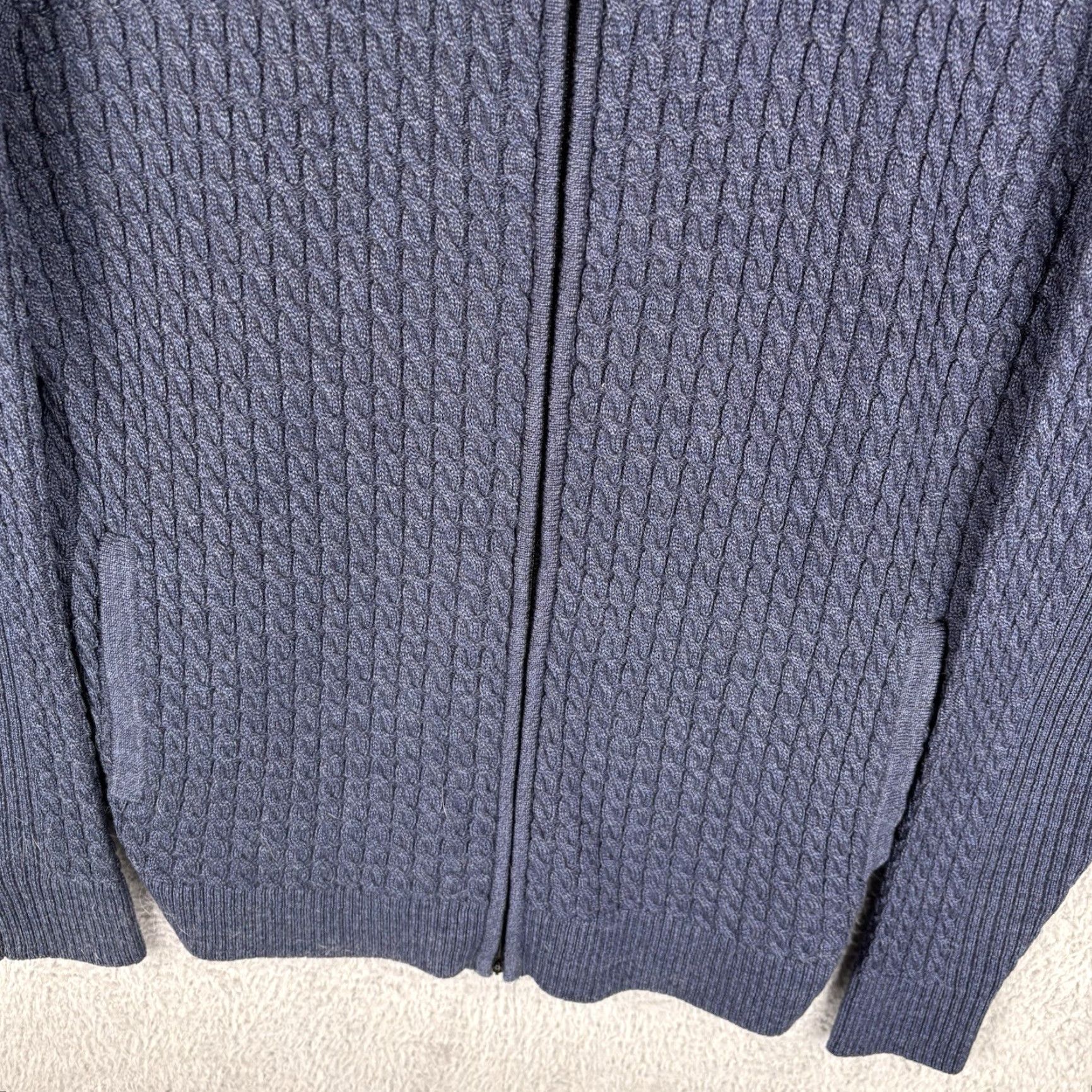 Cutter & Buck Cutter & Buck Sweater Mens Large Navy 100% Merino Wool Cable Knit Heavy Full Zip Mock Neck Pullover Casual Size US L / EU 52-54 / 3 - 3 Thumbnail