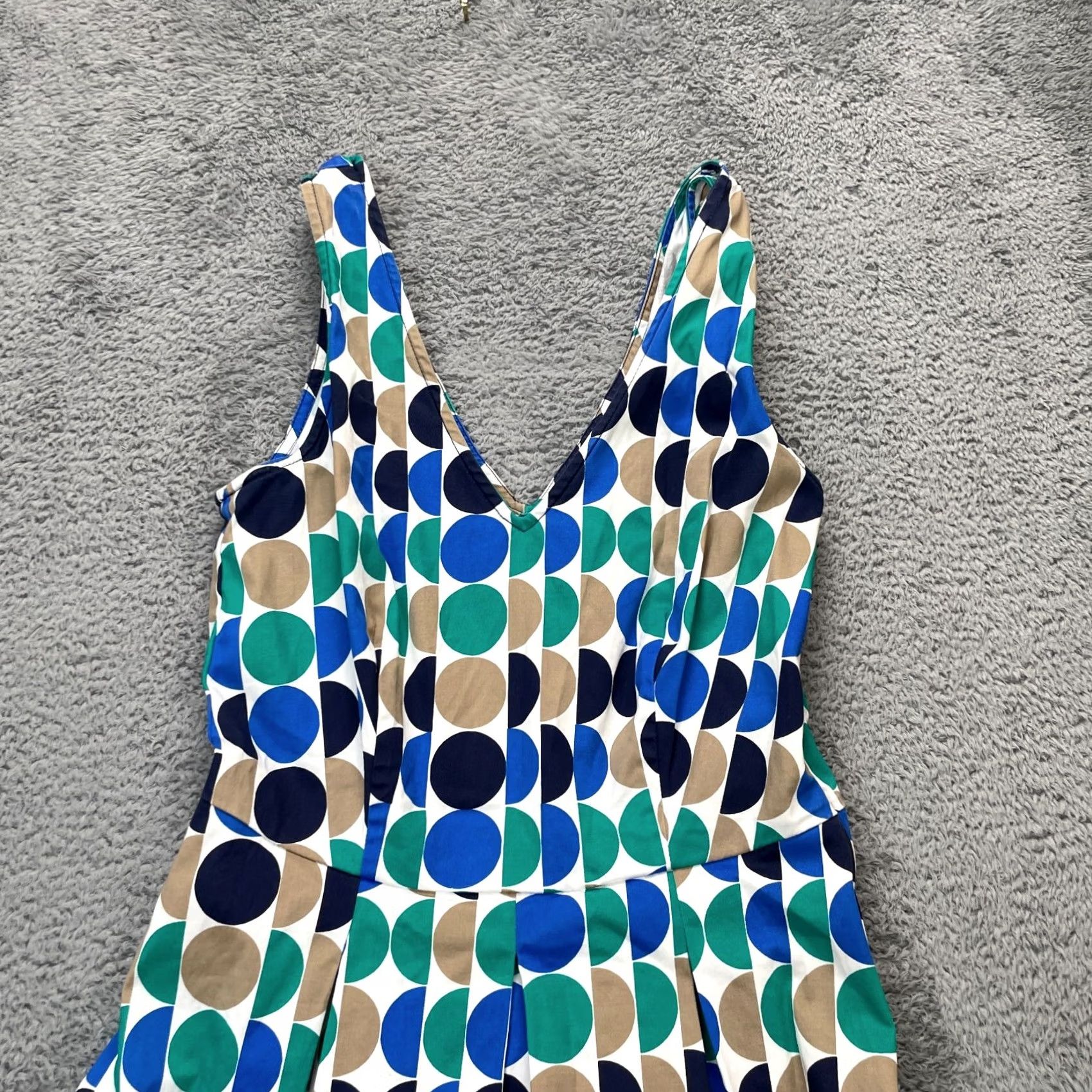 Banana Republic Banana Republic Dress Womens 0 Fit & Flare Polka Dot Pleated Zip V-Neck Sleeveless White Cotton Spandex Size XS / US 0-2 / IT 36-38 - 5 Thumbnail
