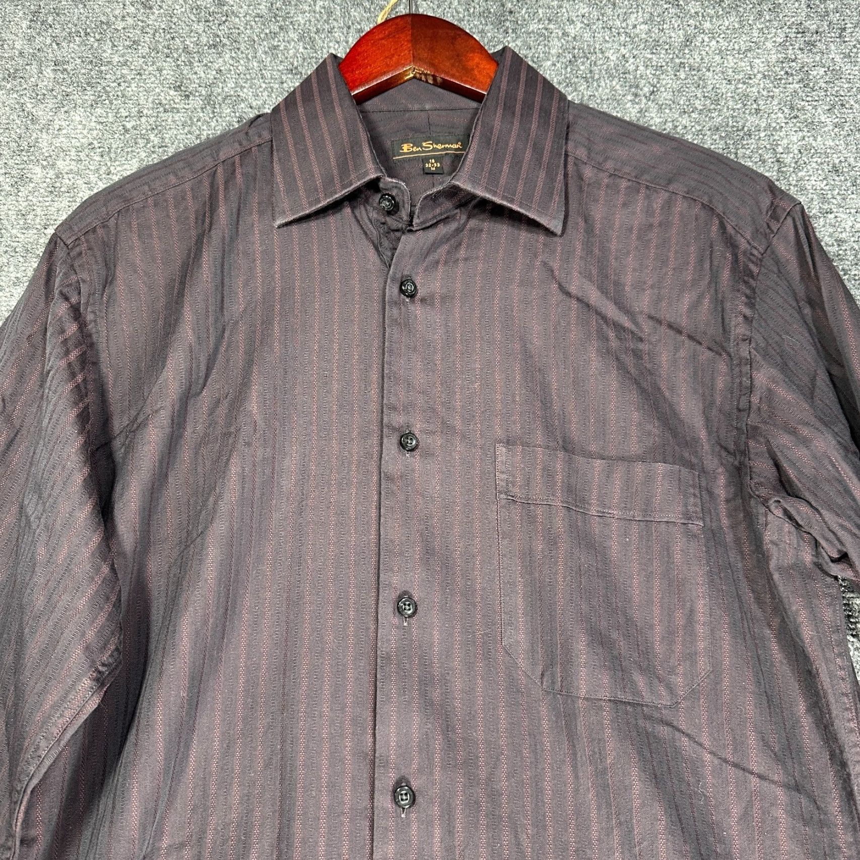 Ben Sherman Ben Sherman Shirt Mens 15 Medium Button Up Purple Stripe Cotton Pocket Size US M / EU 48-50 / 2 - 5 Thumbnail