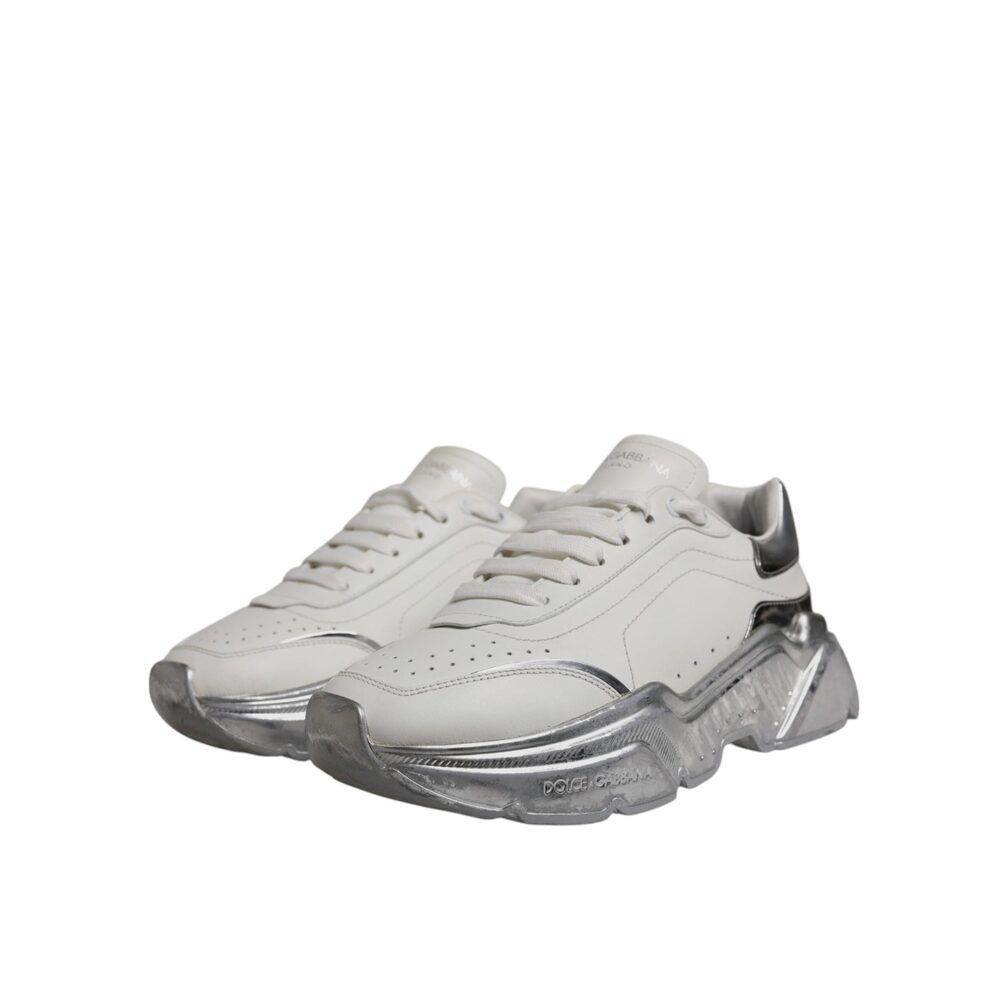 Dolce & Gabbana Dolce & Gabbana White Silver Daymaster Low Top Sneaker Shoes Size US 8.5 / IT 38.5 - 3 Thumbnail