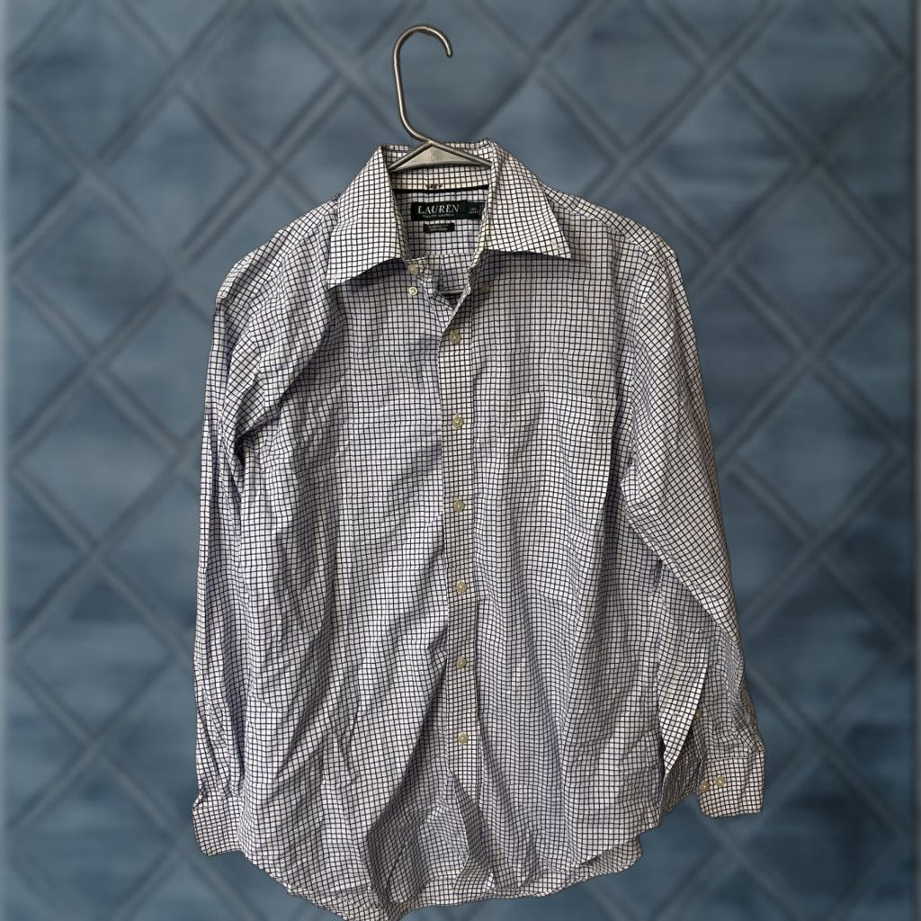 Ralph Lauren Lauren Ralph Lauren Men Shirt Button Classic Fit Non Iron Blue Plaid 15.5 Flaw Size US M / EU 48-50 / 2 - 1 Thumbnail